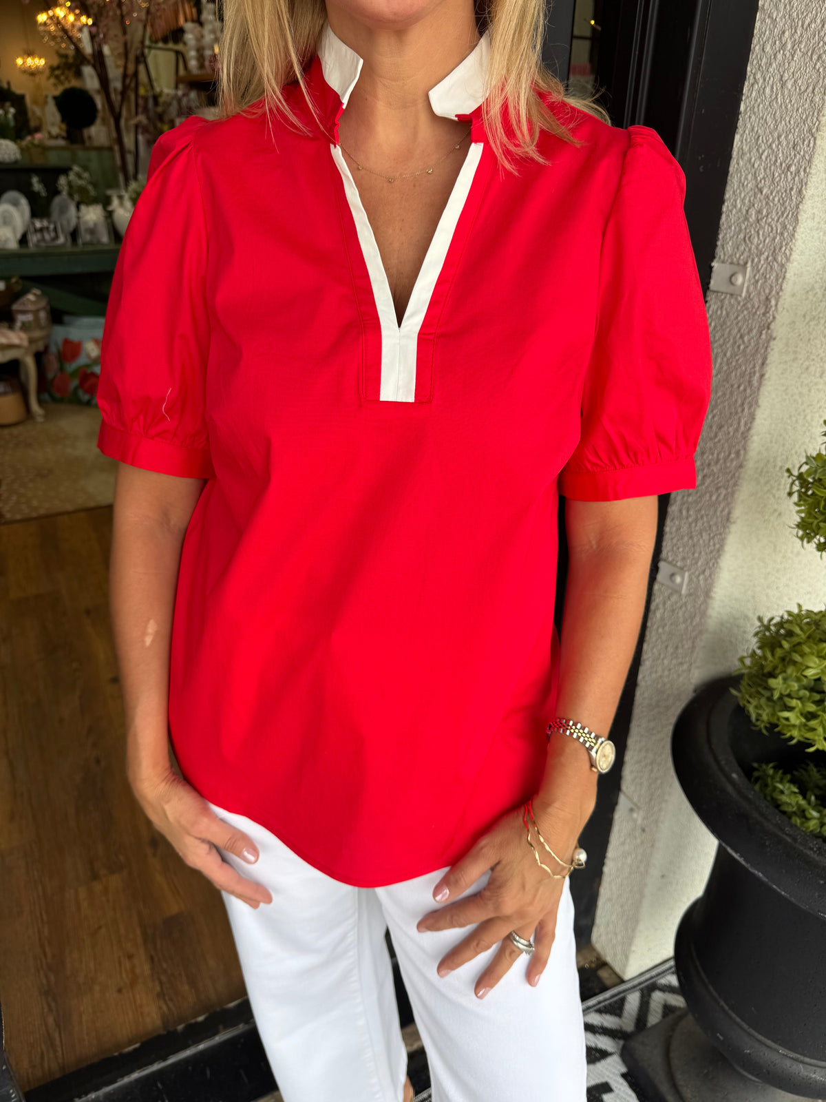 Mary Square Tricia Top - Red