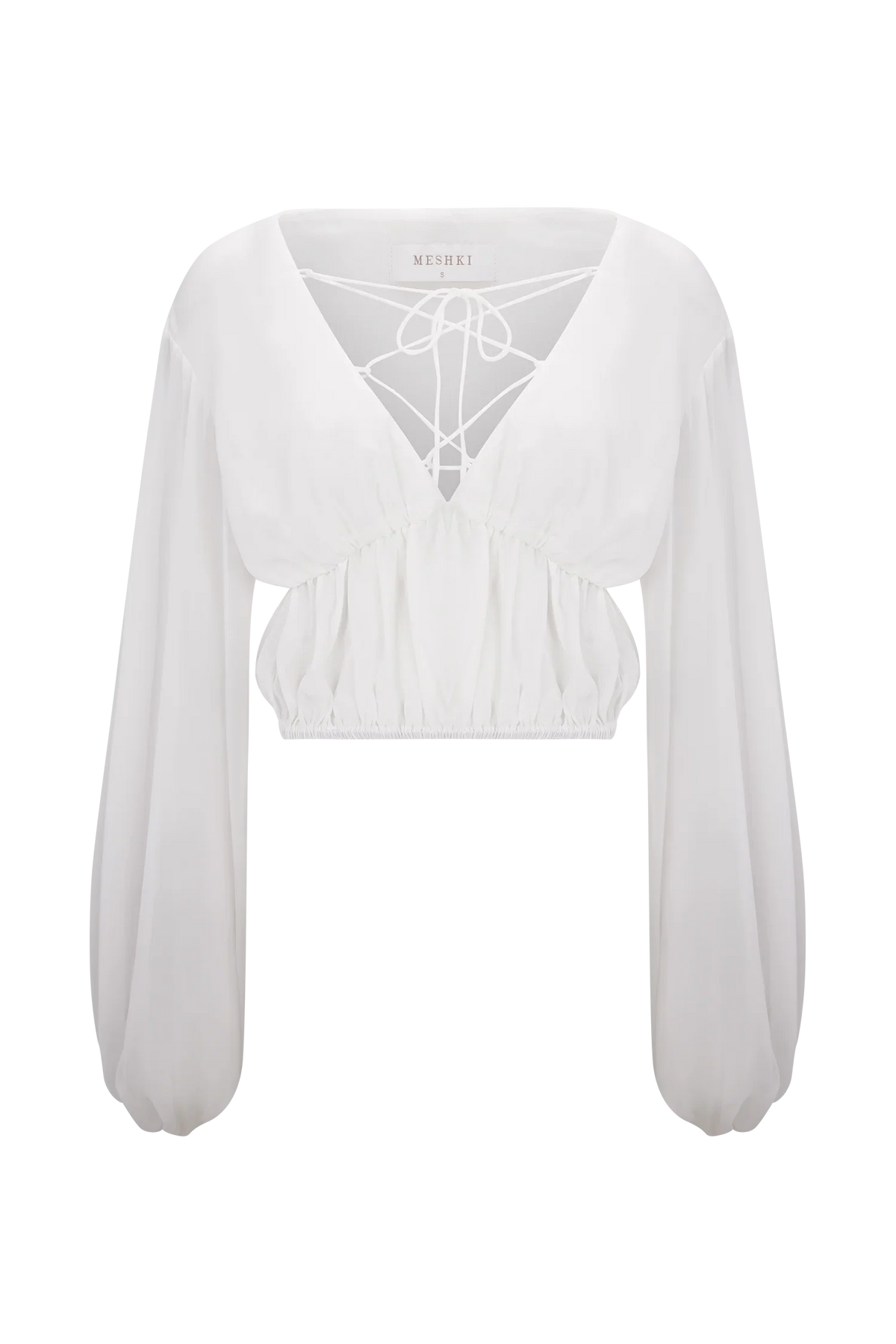 Carlie Chiffon Cross Tie Top Ivory