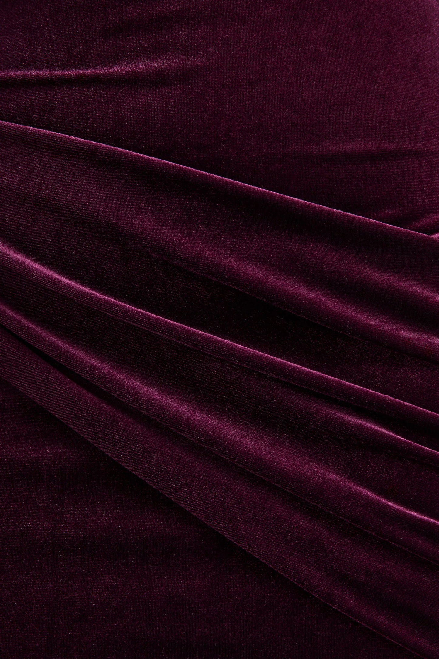 Cambria Plum Velvet High Neck Maxi Dress With Draped Detailing