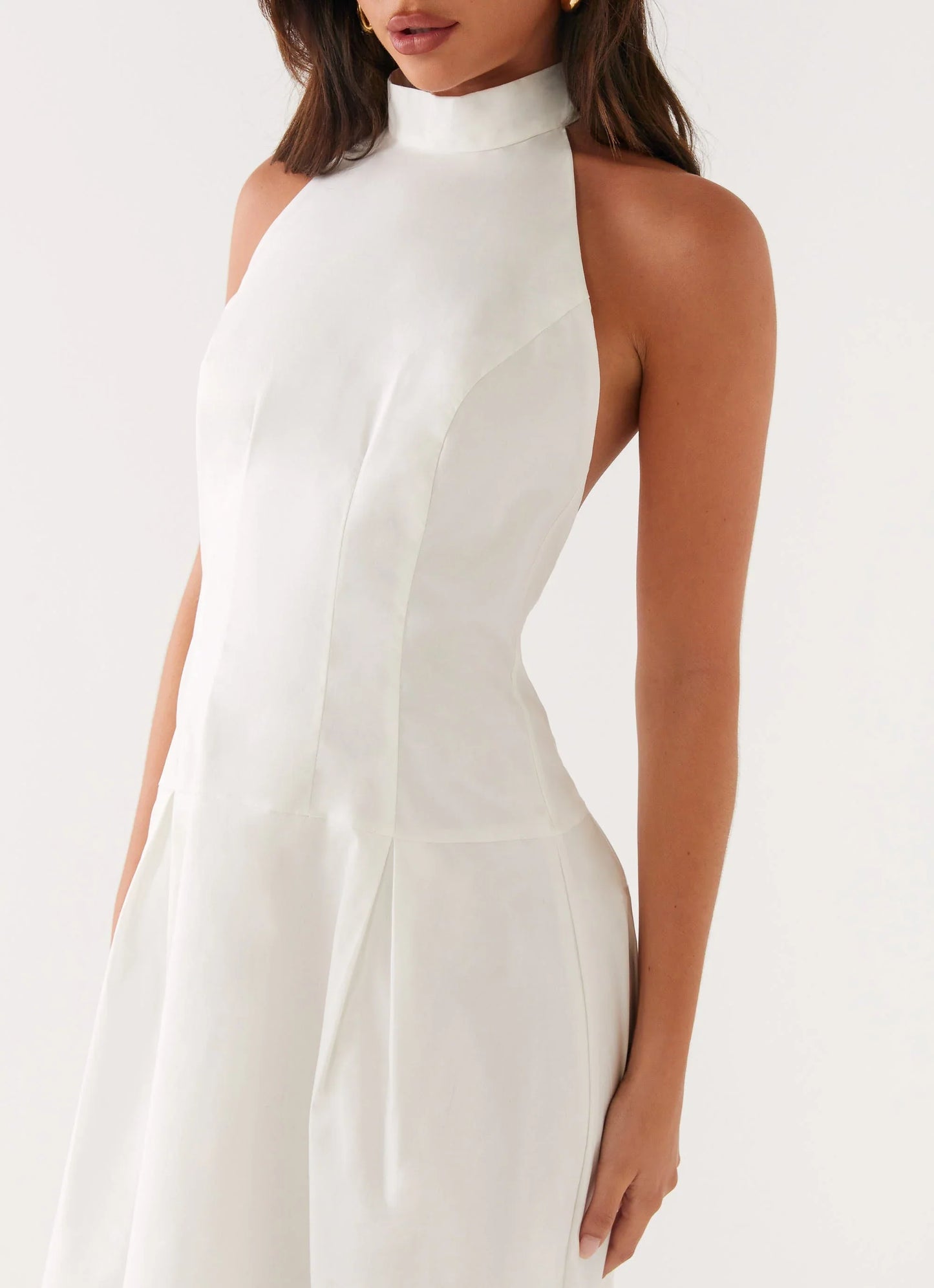 Calla Halter Midi Dress White