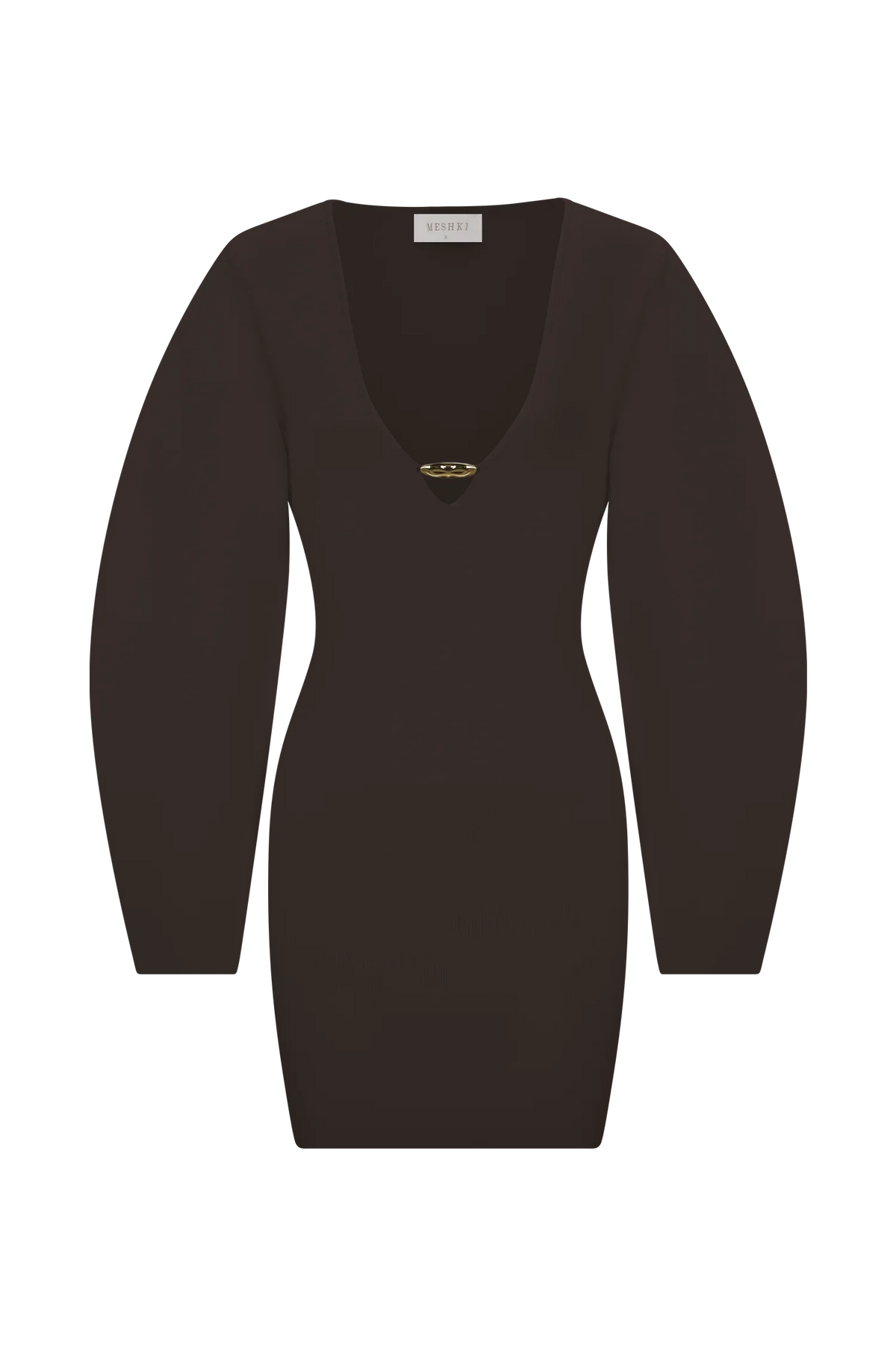 Billy Balloon Sleeve Knit Mini Dress Dark Chocolate