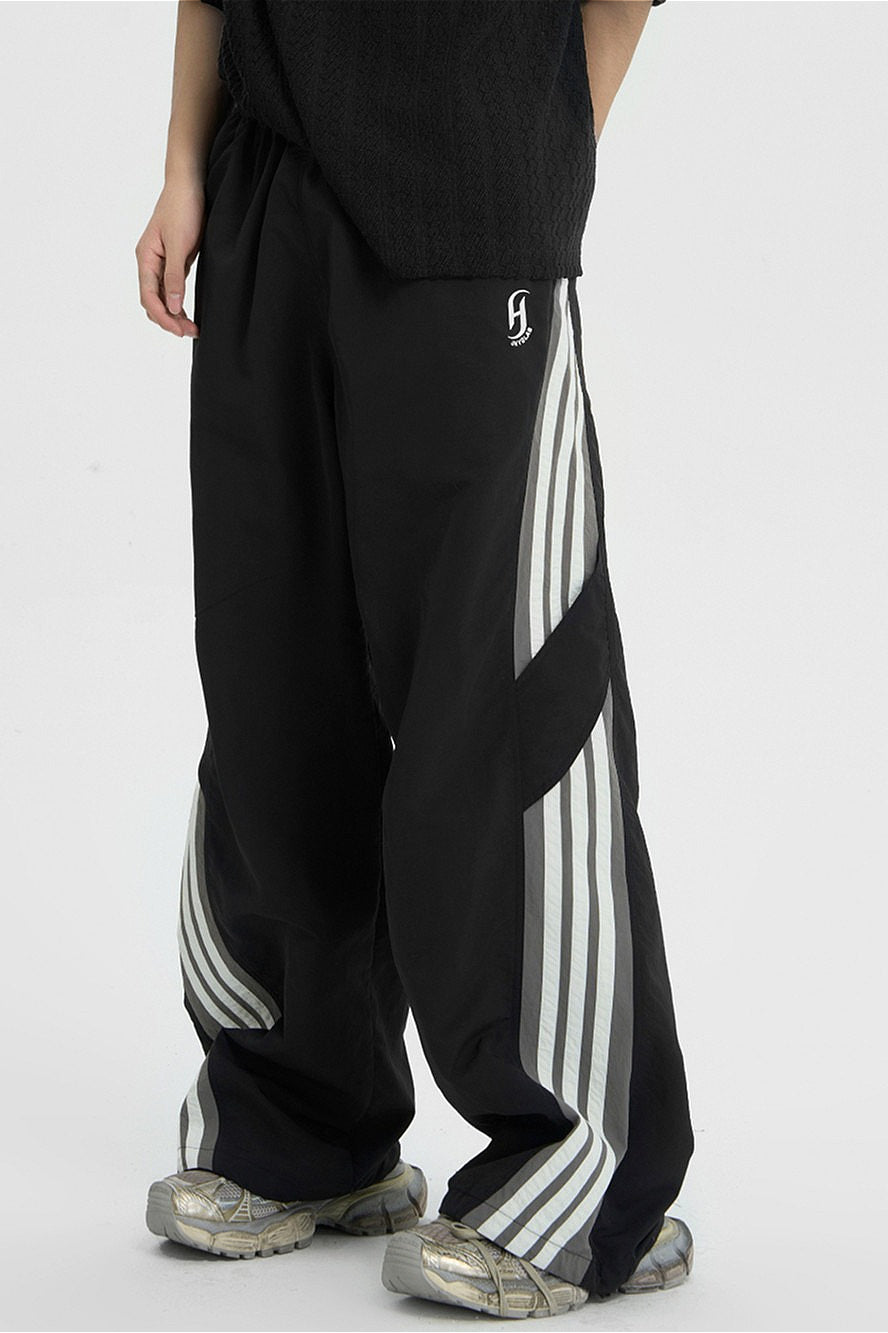 Color Block Stripe Quick Dry Loose Casual Pants
