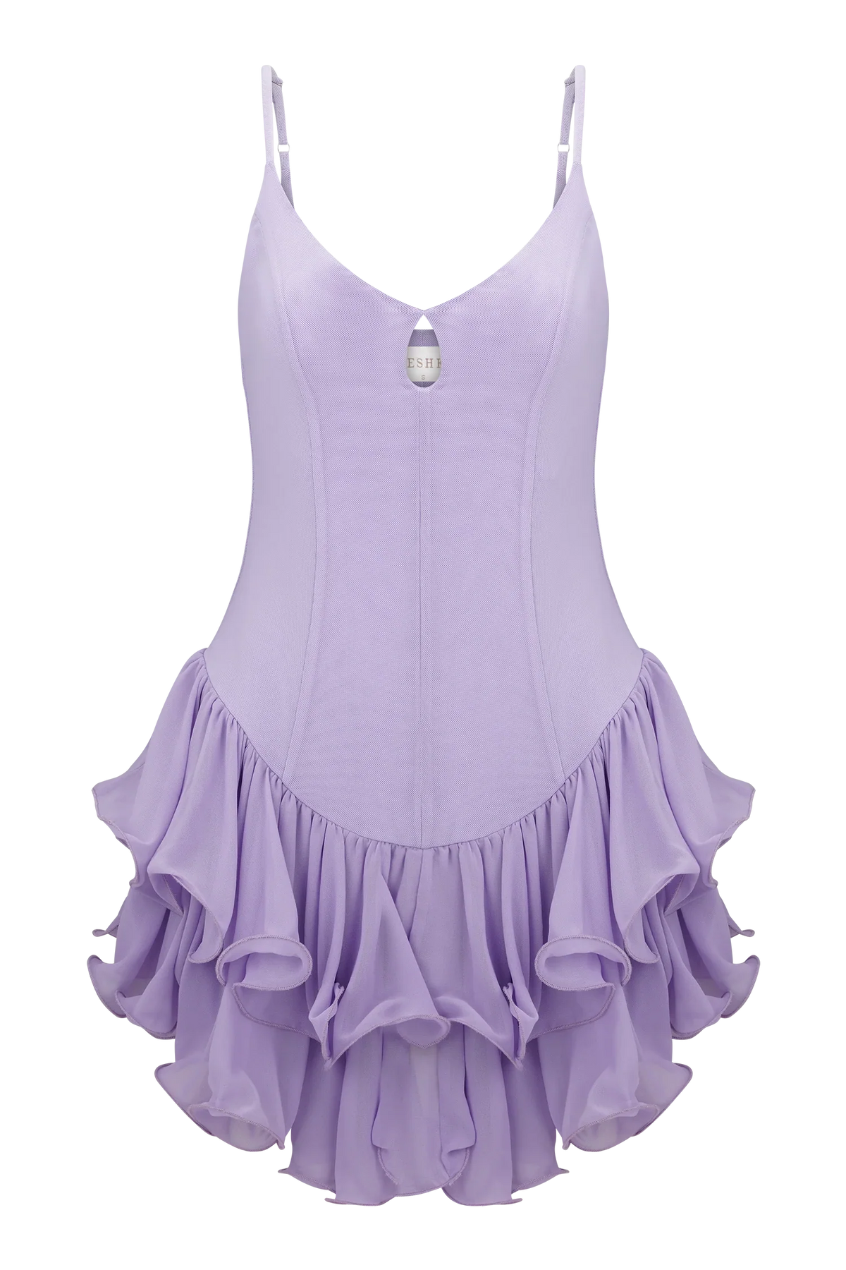 Calantha Ruffle Mesh Mini Dress Lilac