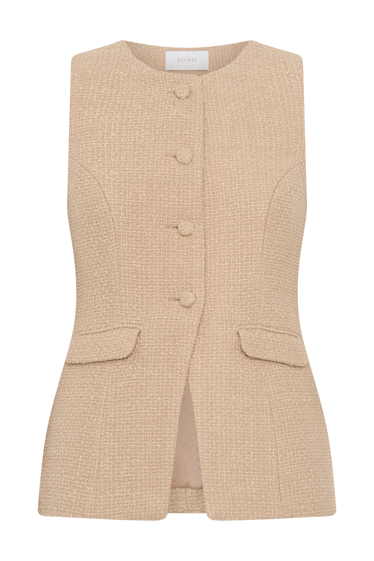 Camilla Boucle Sleeveless Vest Light Taupe