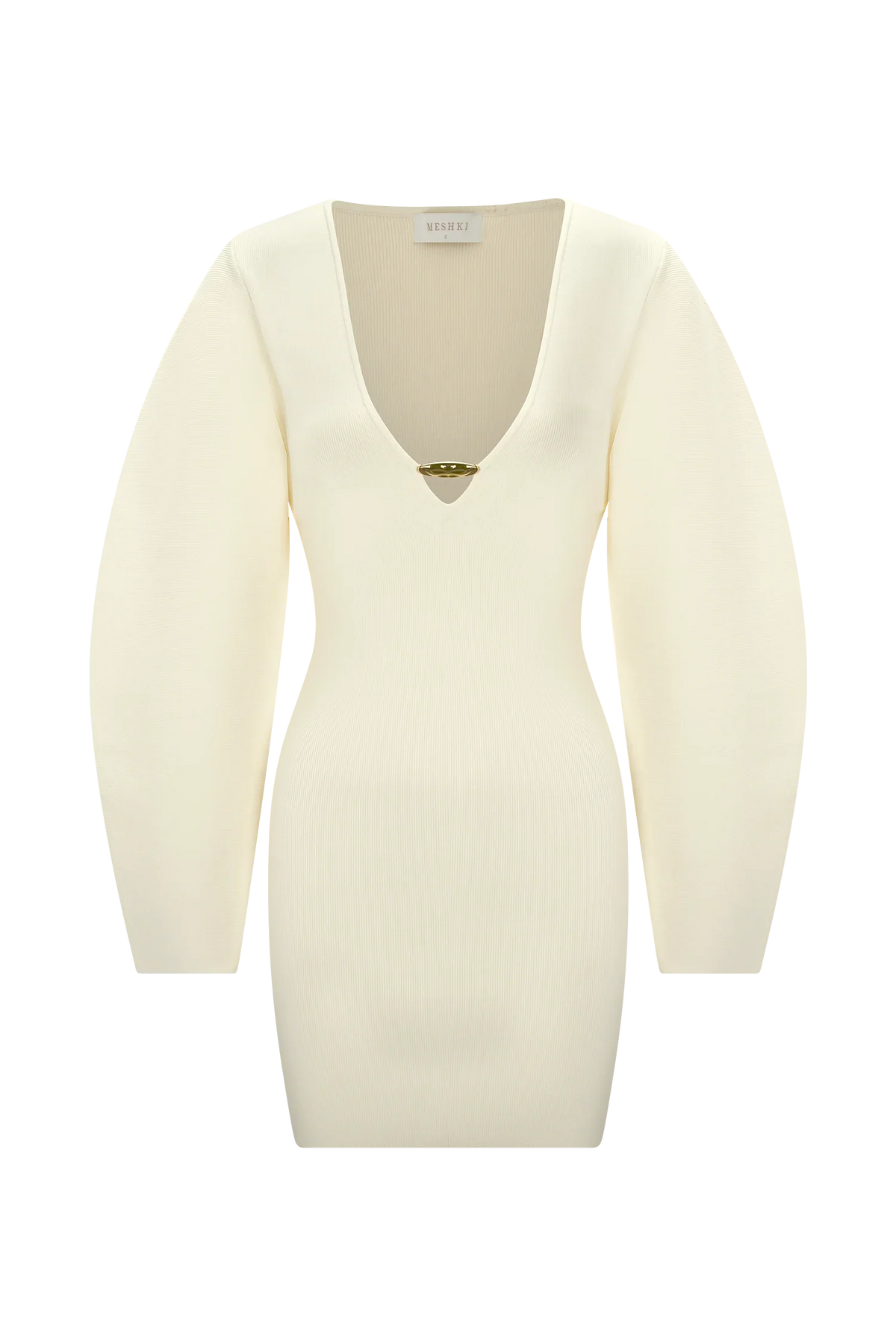 Billy Balloon Sleeve Knit Mini Dress Ivory