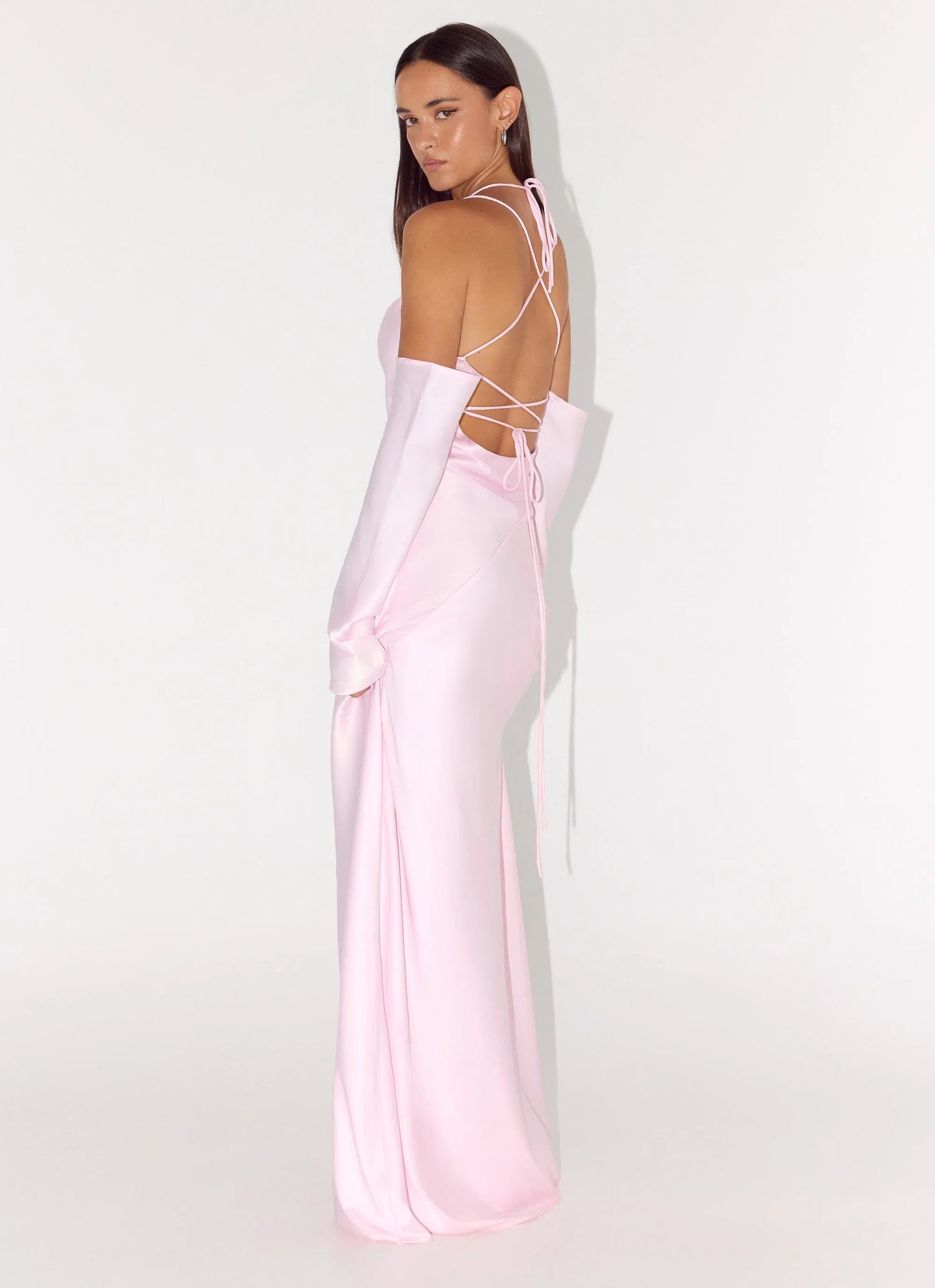 Breathe Me Long Sleeve Maxi Dress Baby Pink
