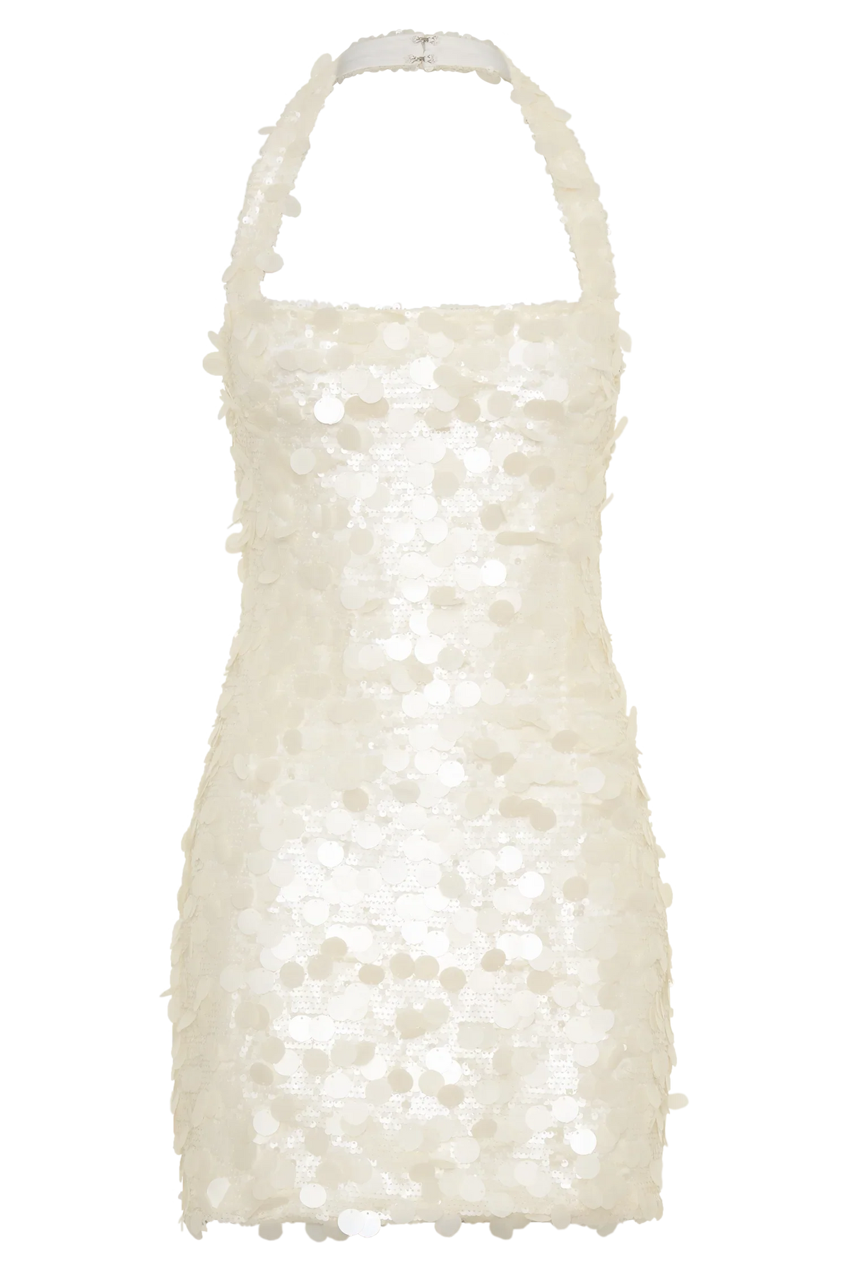 Caralee Sequin Halter Mini Dress Ivory