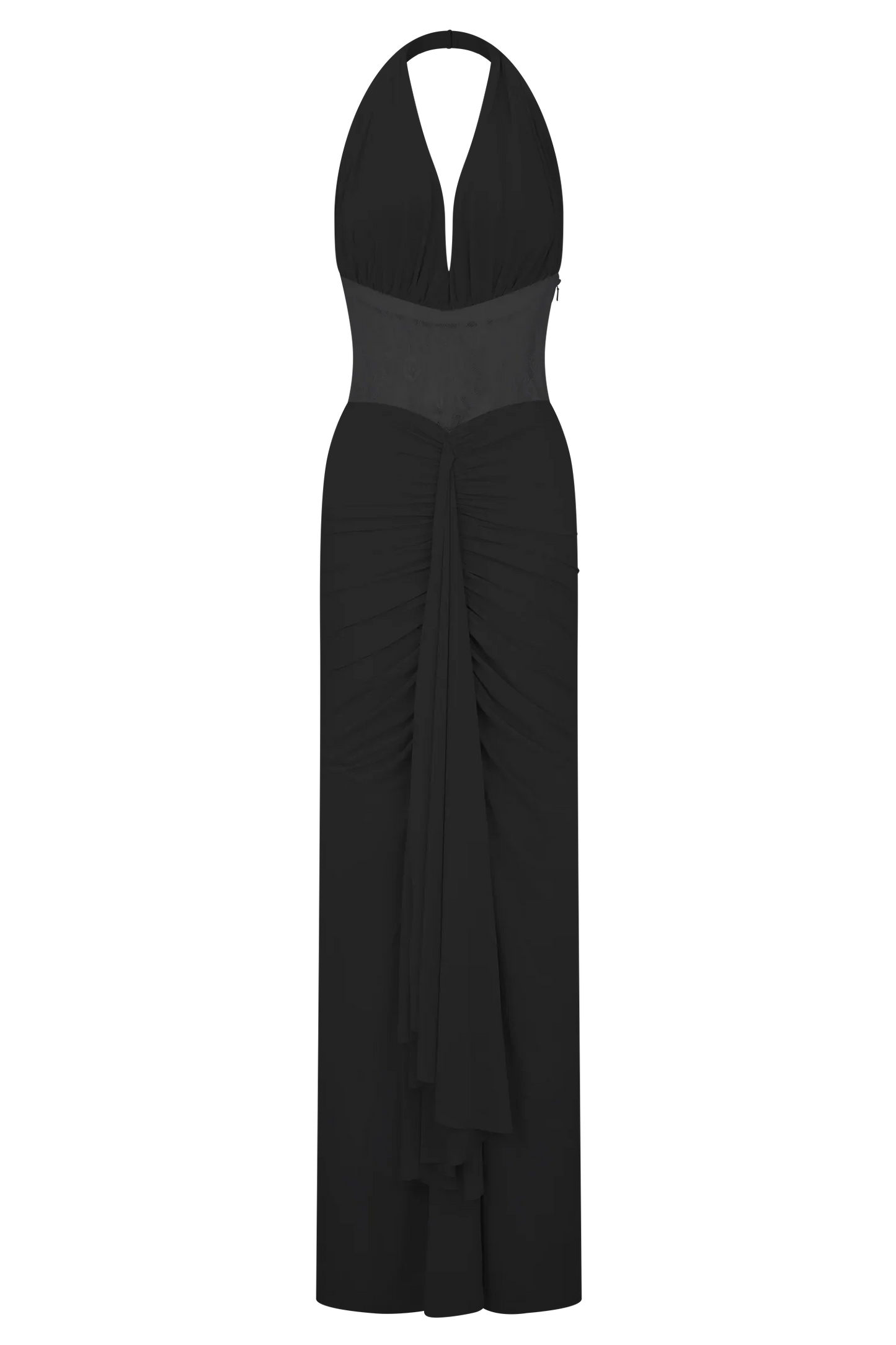 Bonnie Slinky And Lace Maxi Dress Black