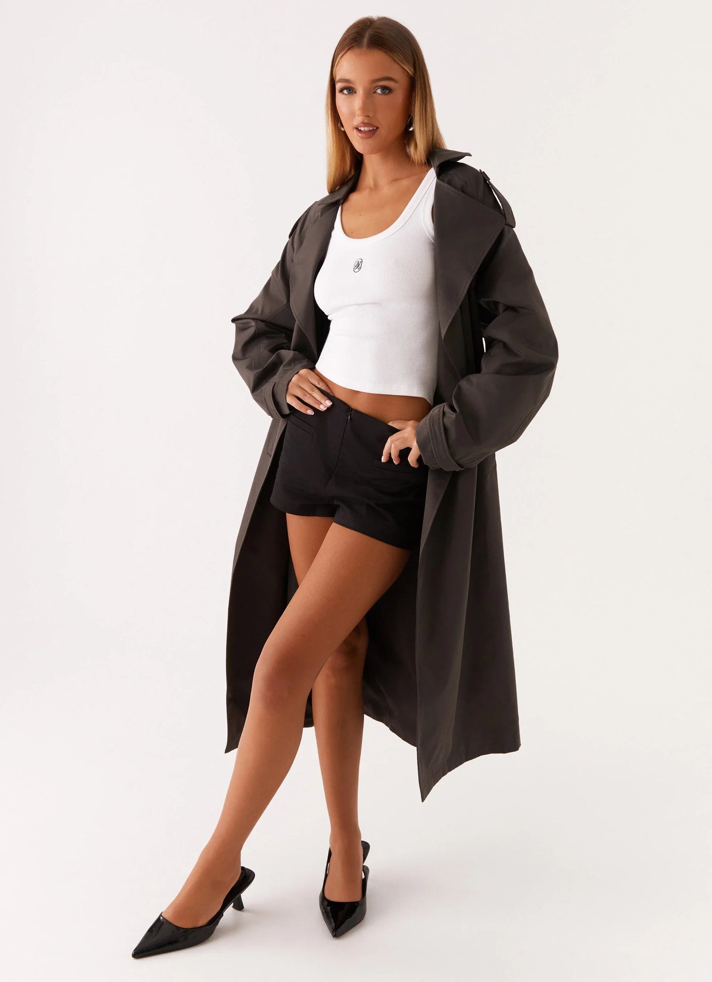 Brighton Oversized Trench Coat Grey