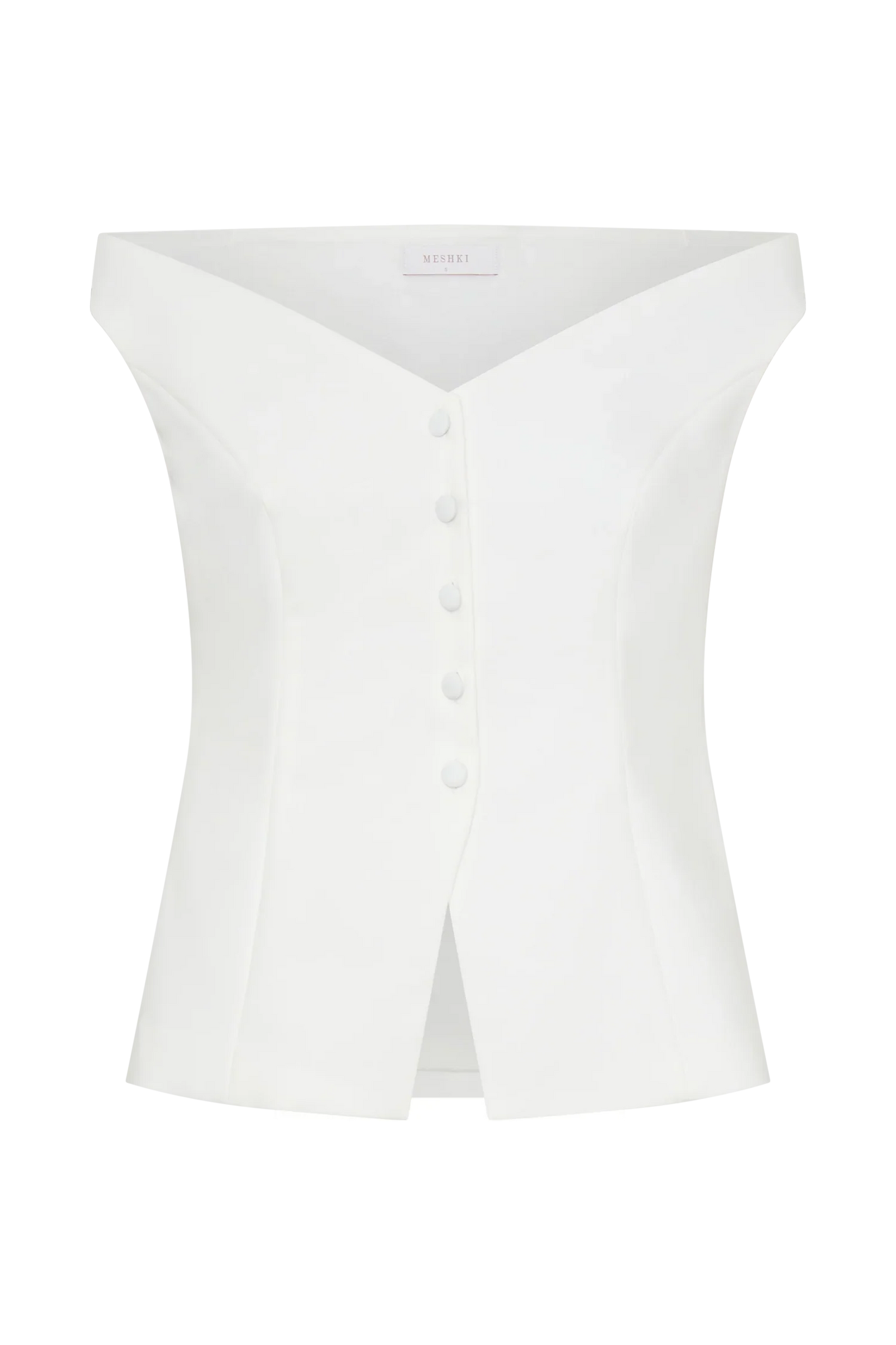 Billie Off Shoulder Sleeveless Button Top White