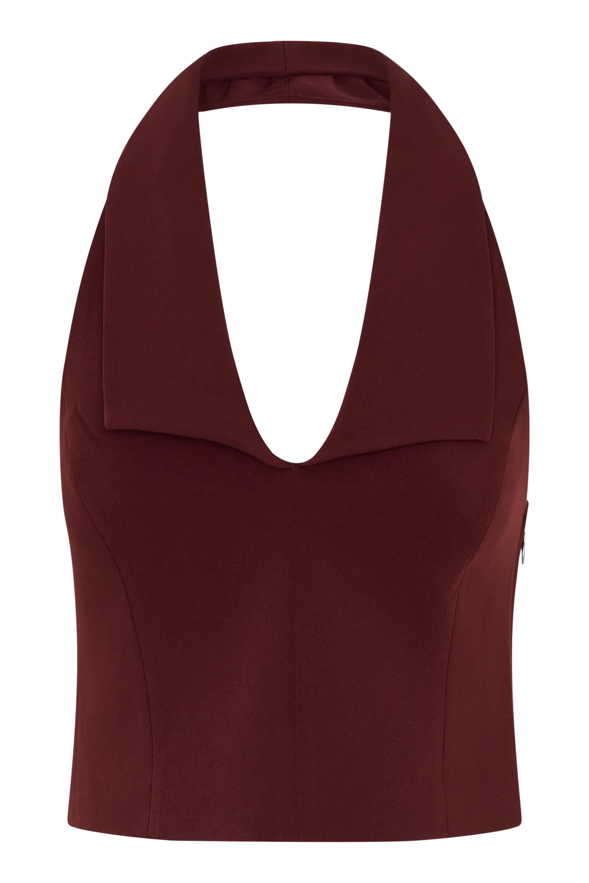 Calla Collared Sleeveless Halter Top Merlot