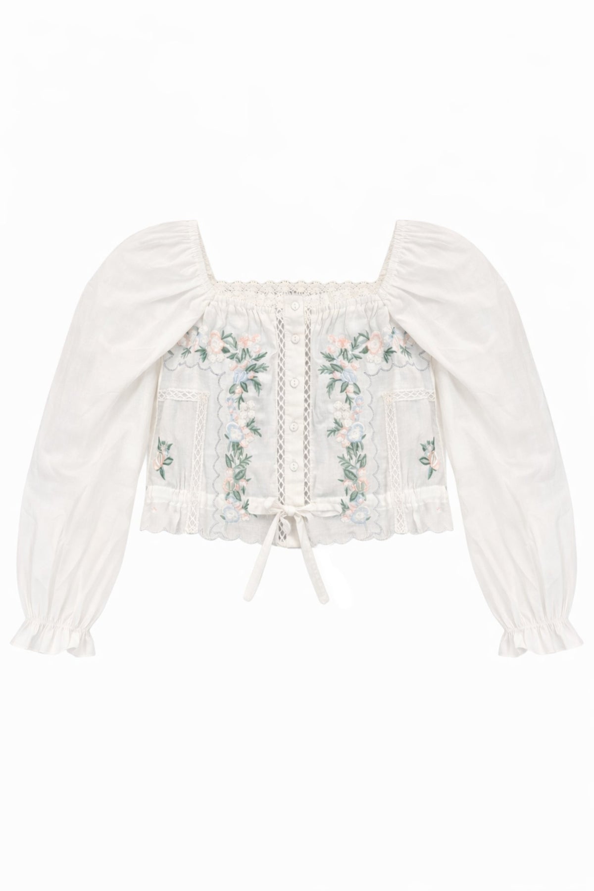 TWEEN ALLEGRA FLORAL EMBROIDERED LONG SLEEVE TOP