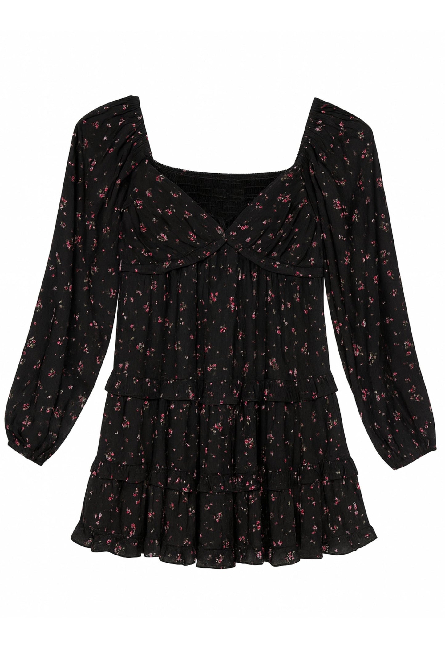 JUNIOR ANNALISE PRINTED TWIST FRONT LONG SLEEVE DRESS - FINAL SALE