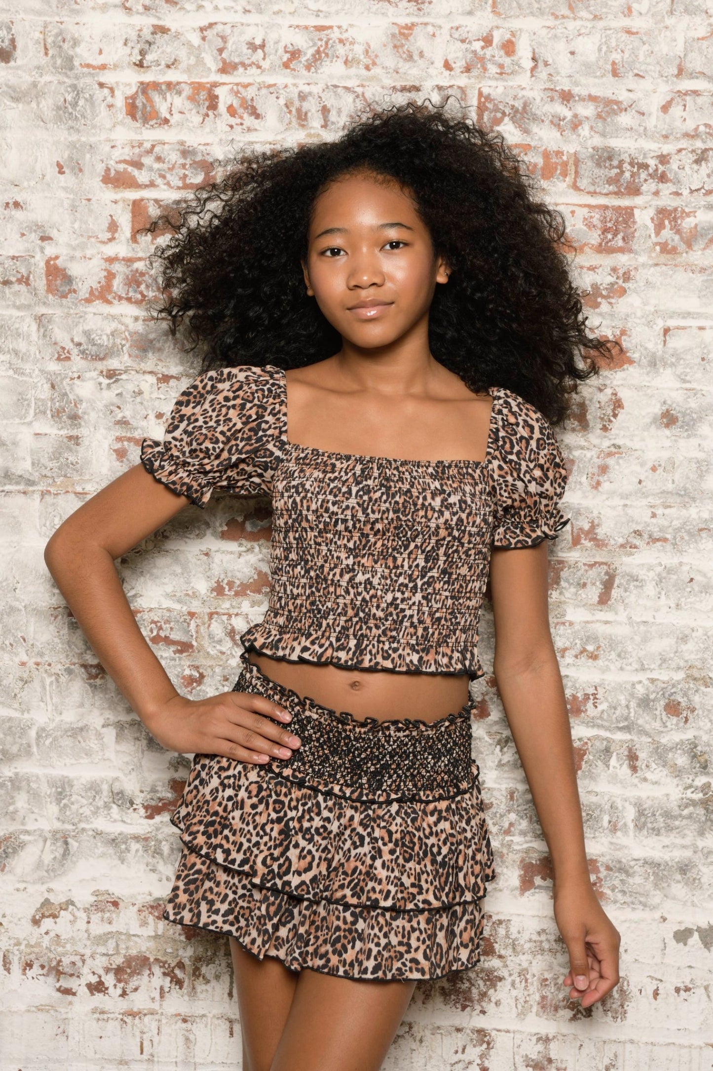 TWEEN DOMINIQUE PRINTED SMOCKED WAIST RUFFLE SKORT - FINAL SALE
