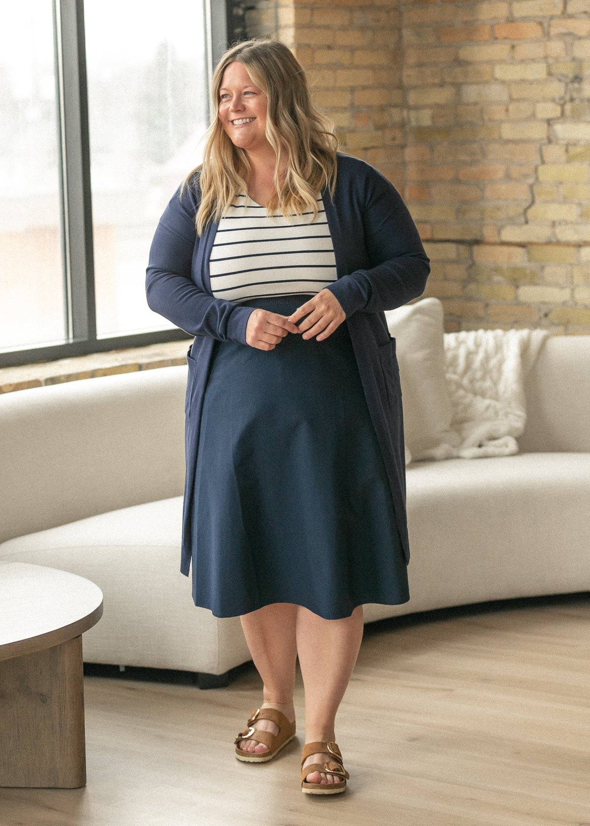 Essential Navy Long + Soft Cardigan