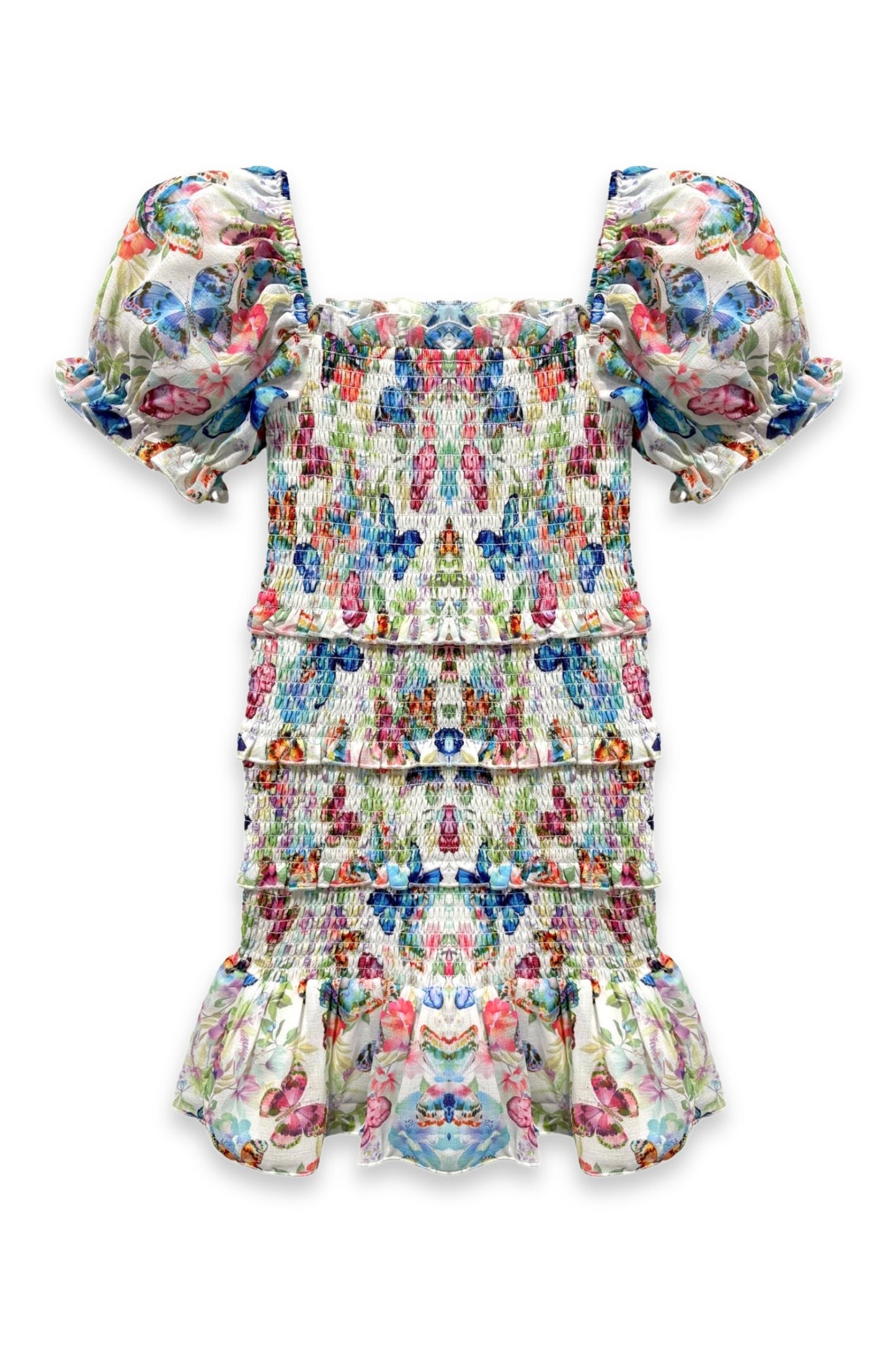 JUNIOR LAILA PRINTED SMOCKED PUFF SLEEVE DRESS - FINAL SALE