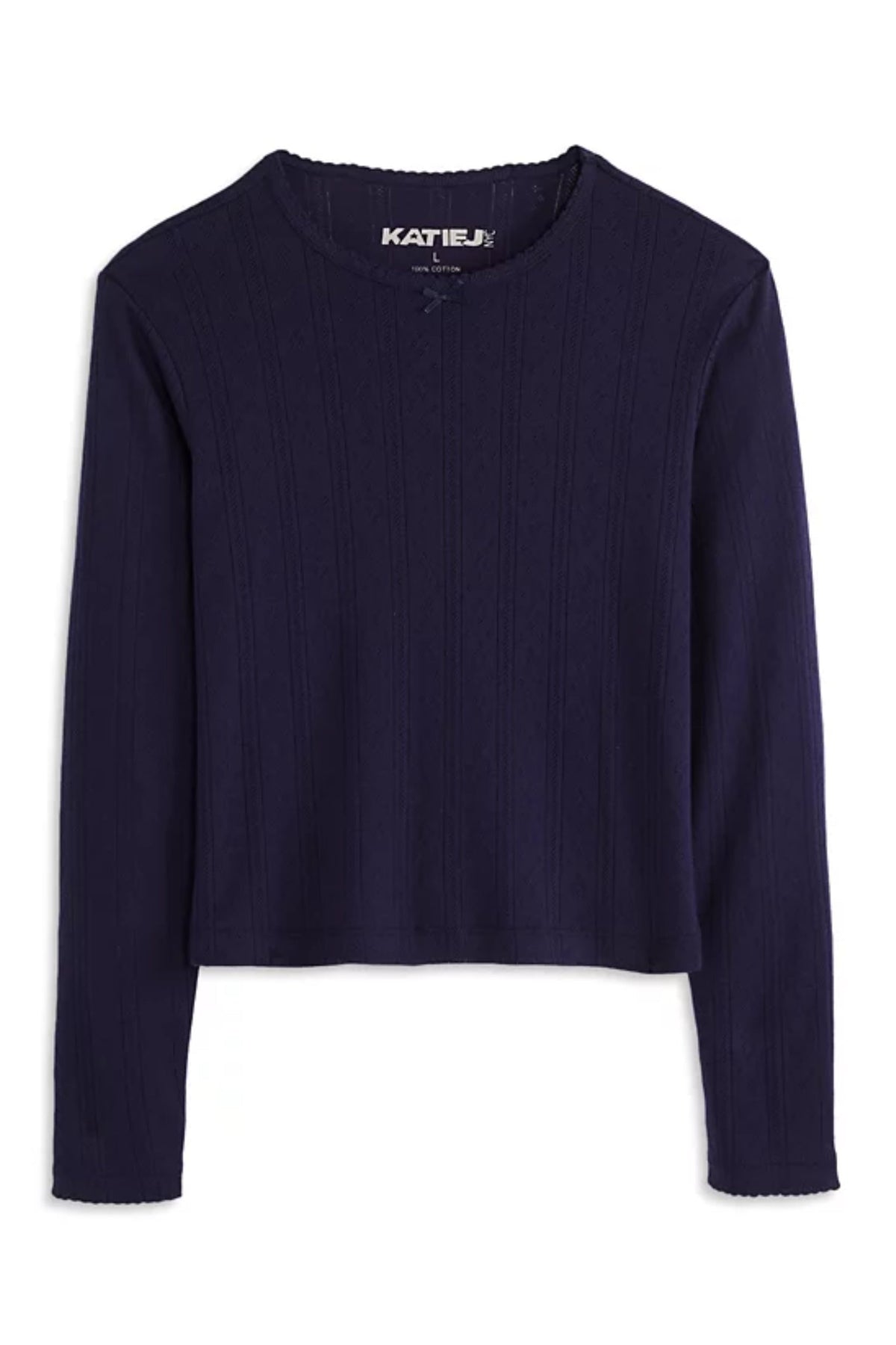 JUNIOR MARINA LONG SLEEVE SOLID POINTELLE TOP