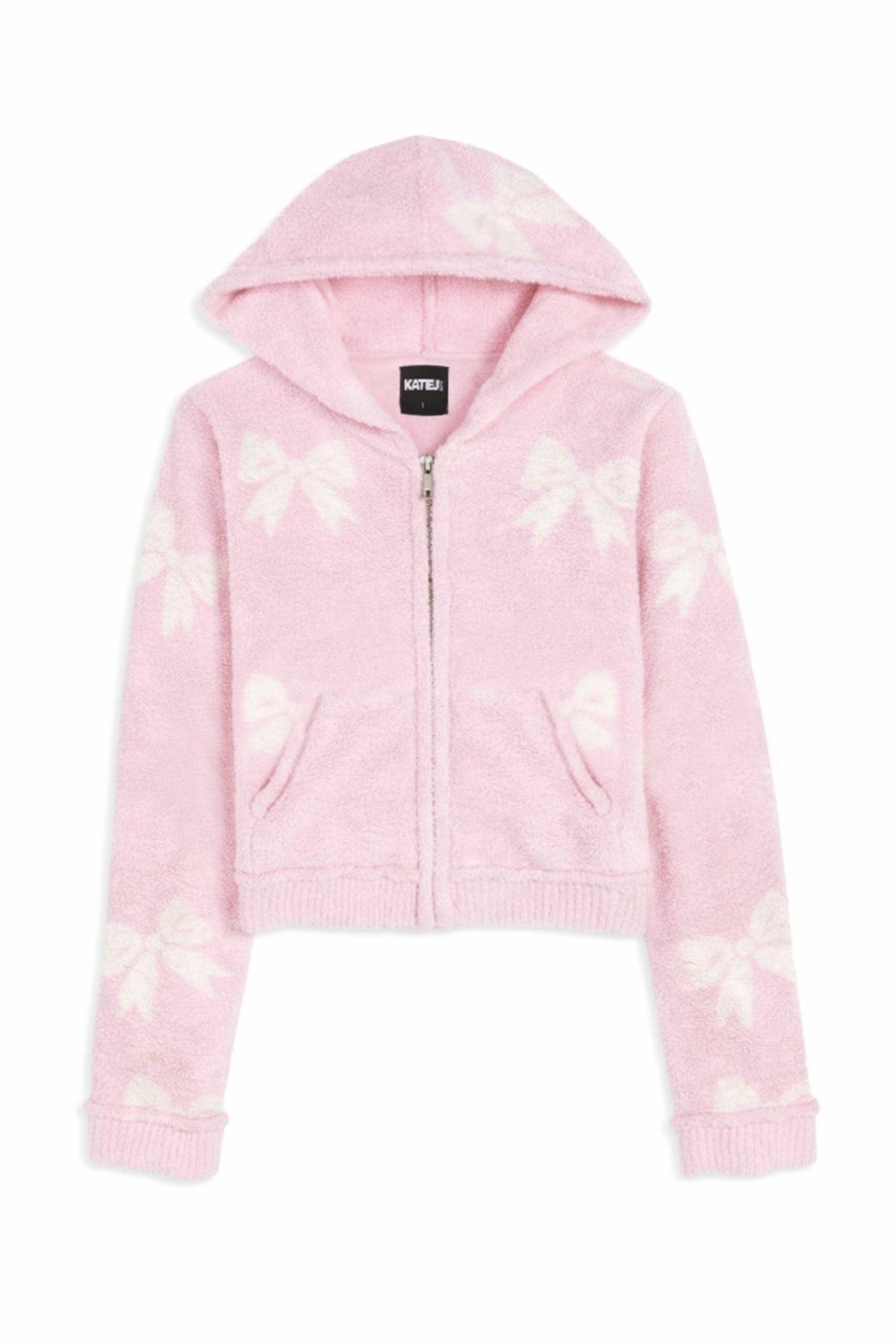 TWEEN PARKER COMFY ZIP HOODIE W/ INTARSIA BOW DESIGN