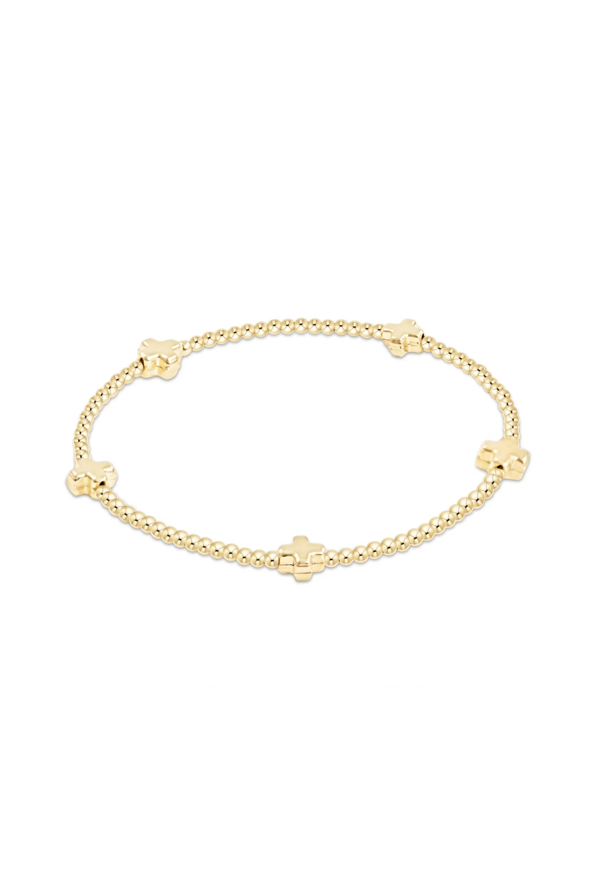 Signature Cross Small Gold Pattern 2mm Bead Bracelet - Gold