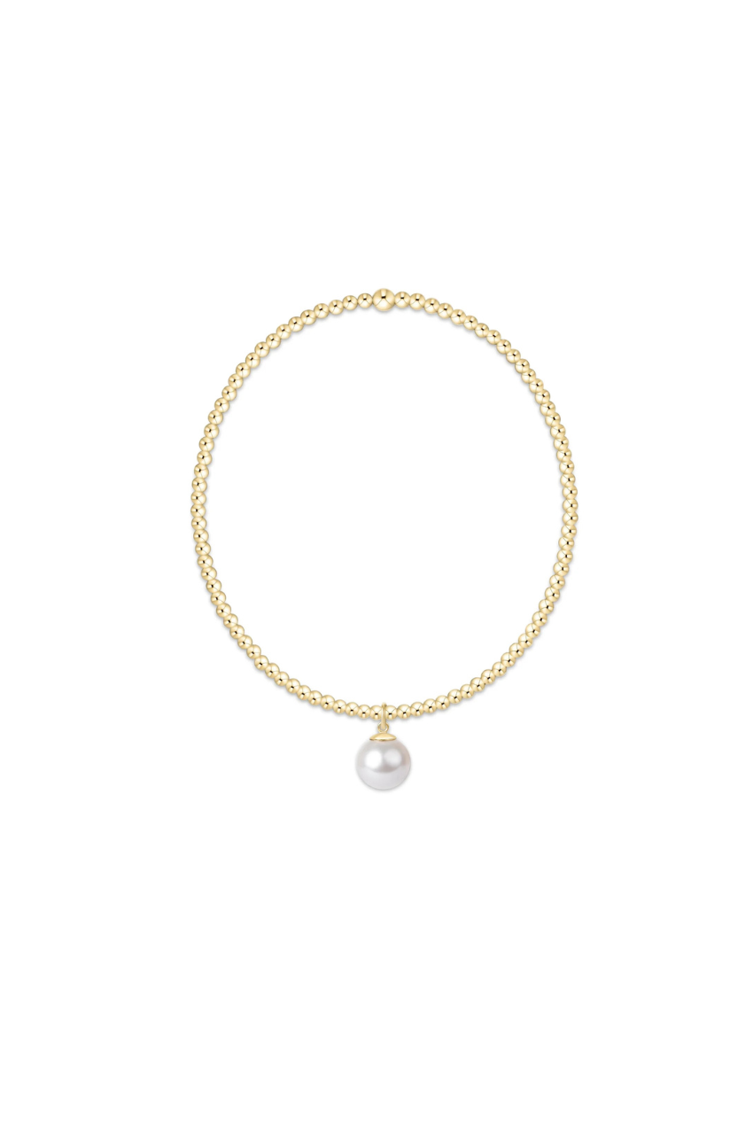 Classic Gold 2mm Bracelet - Classic Pearl 8mm Charm