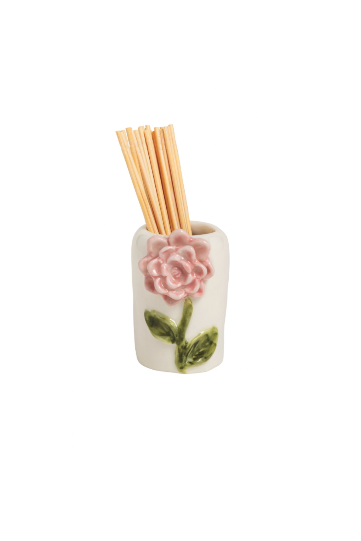 Pink Flower Toothpick Caddy Set