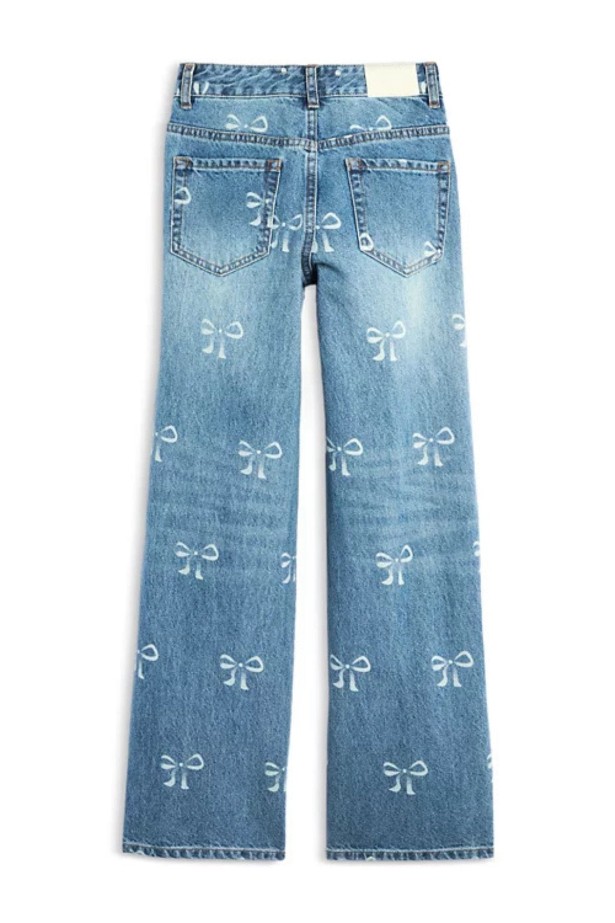 TWEEN CHICAGO DISTRESSED BOW PRINT LOW RISE JEANS