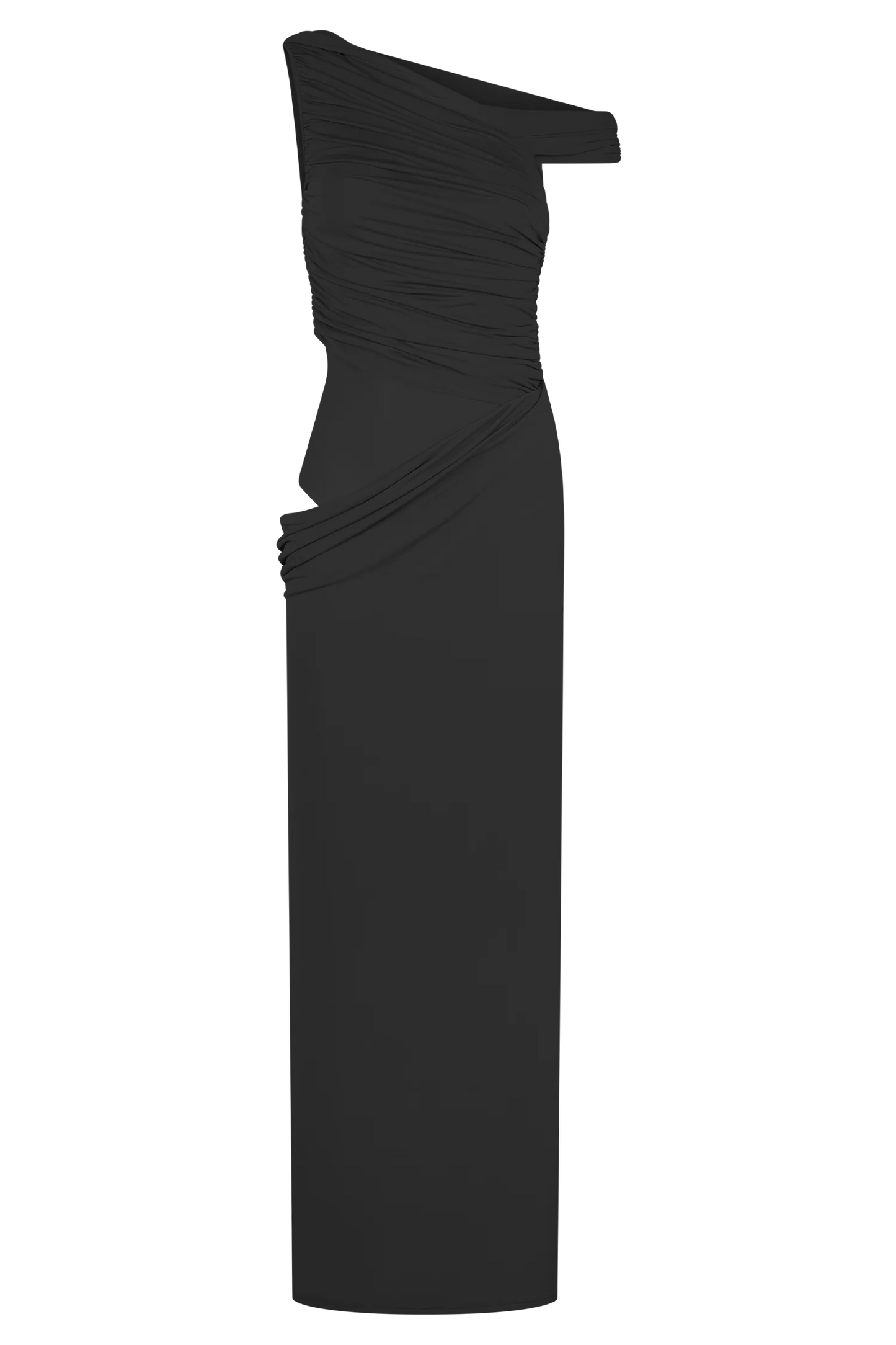 Callen One Shoulder Slinky Maxi Dress Black