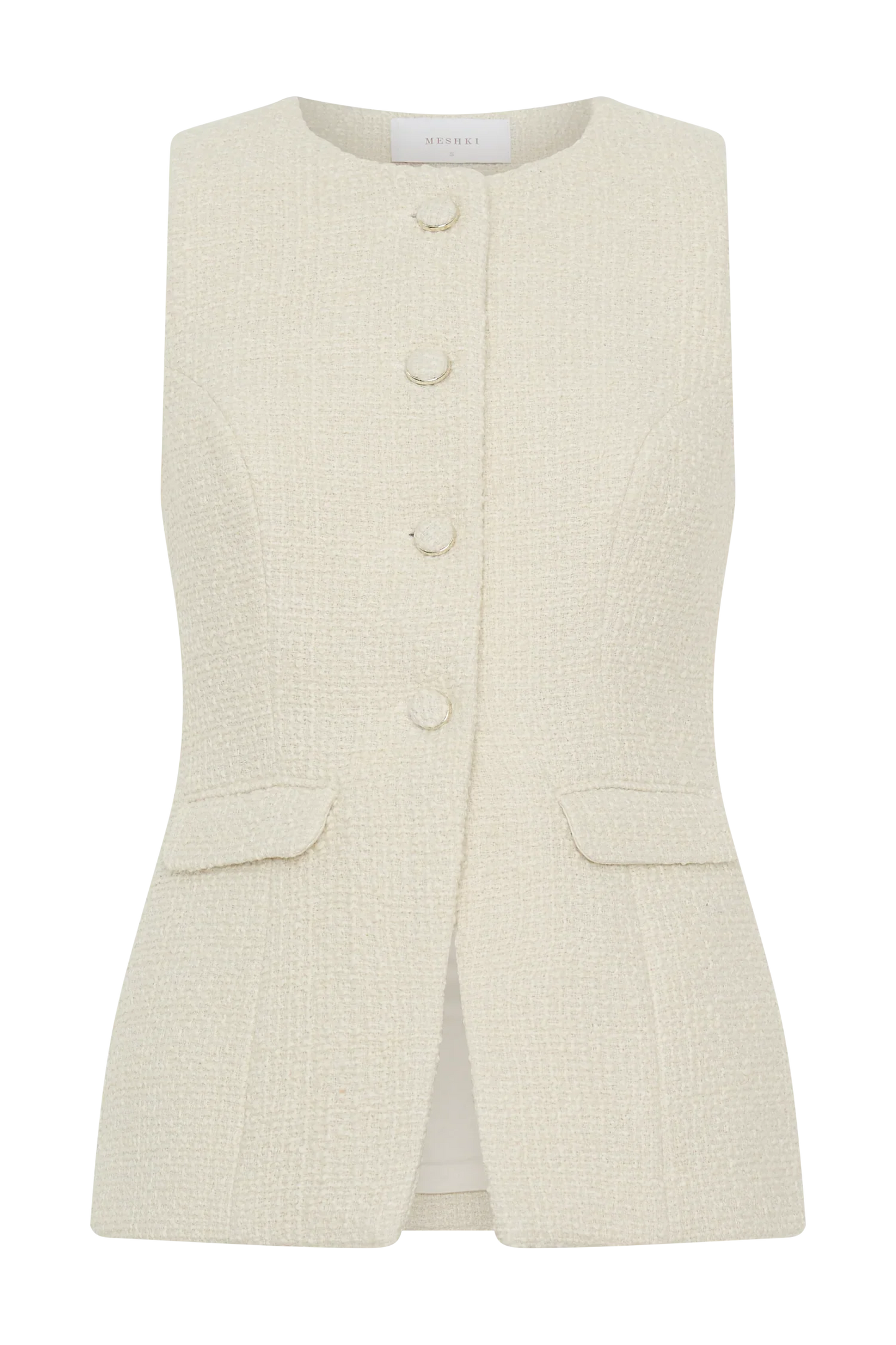 Camilla Boucle Sleeveless Vest Ivory