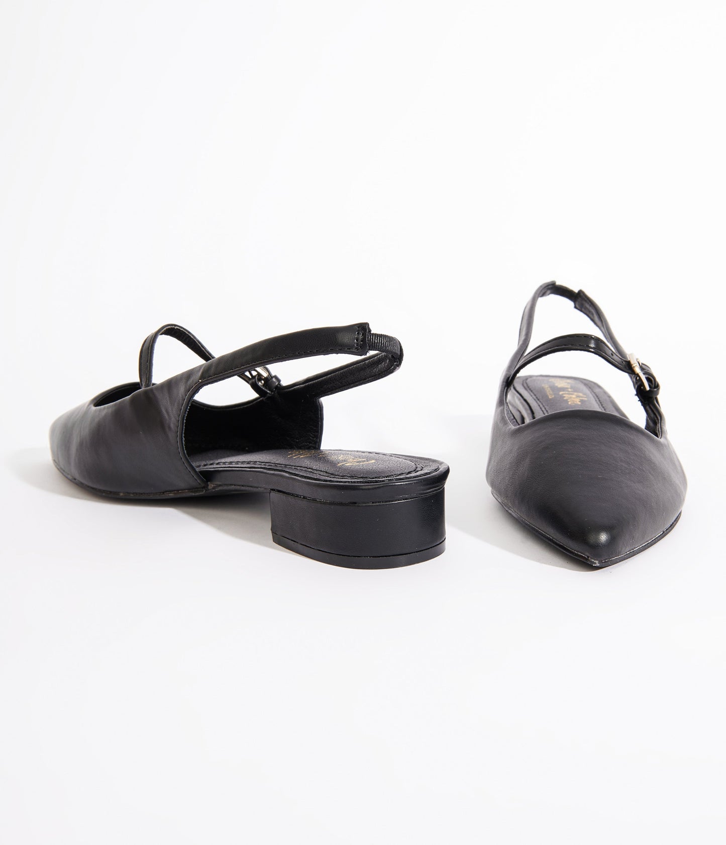 Black Leatherette Slingback Mary Jane Flats