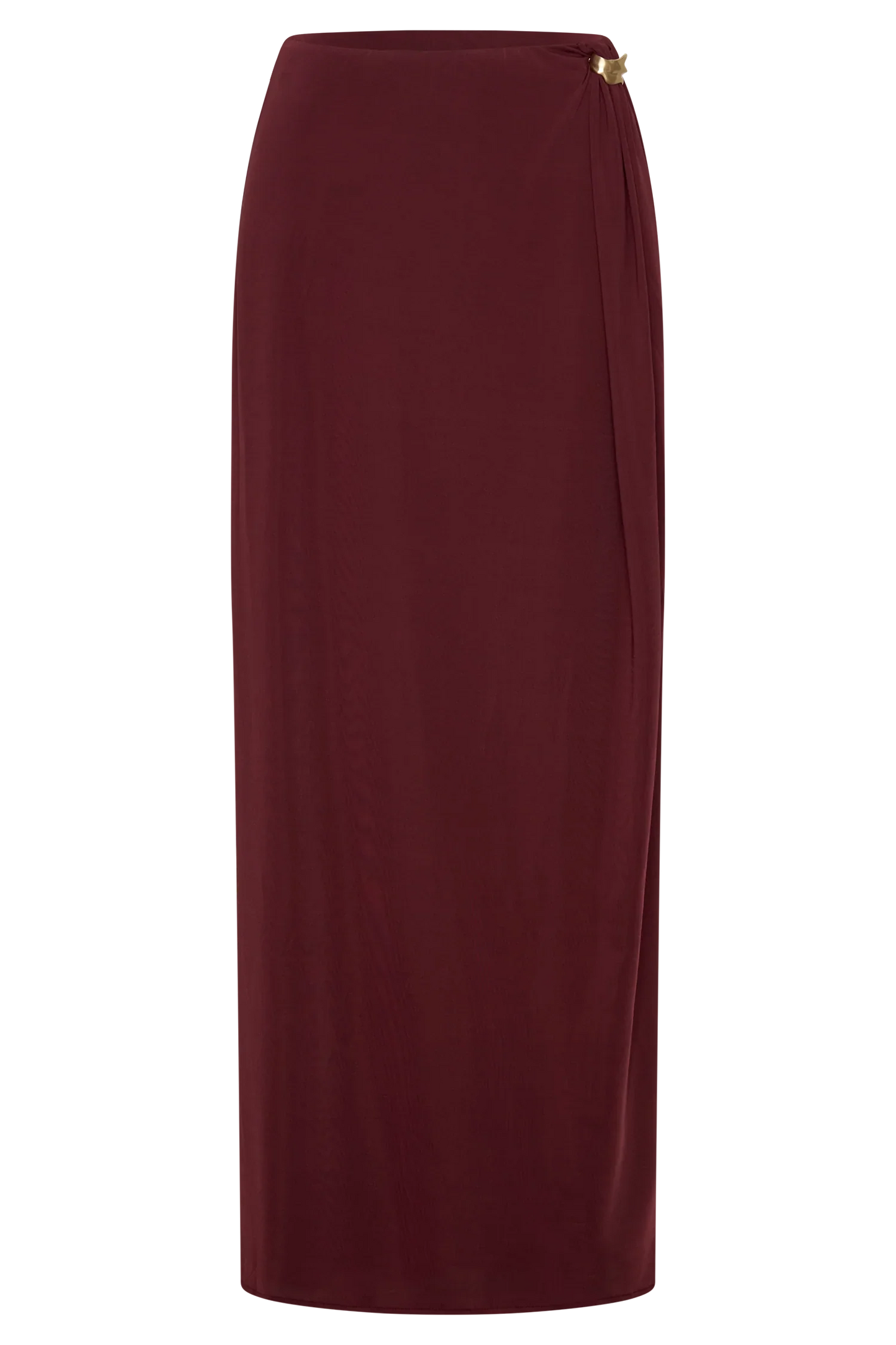 Bridget Slinky Maxi Skirt With Hardware Burgundy