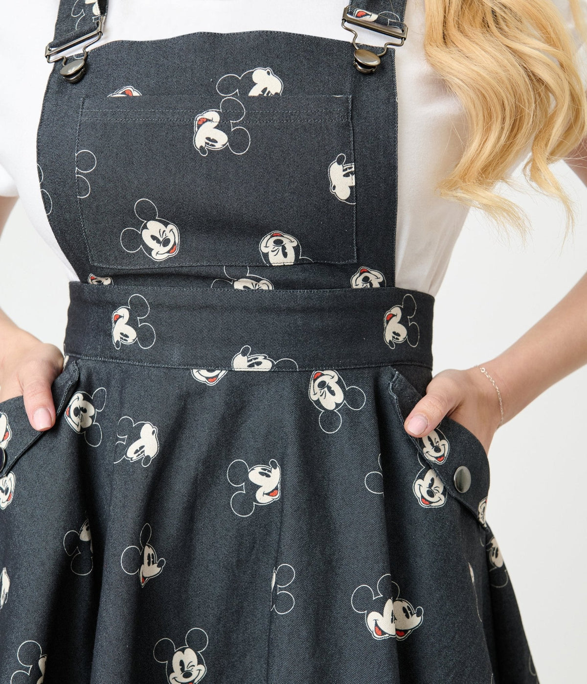 Disney Mickey & Friends Collection by Unique Vintage Mickey Face Pinafore Skirt