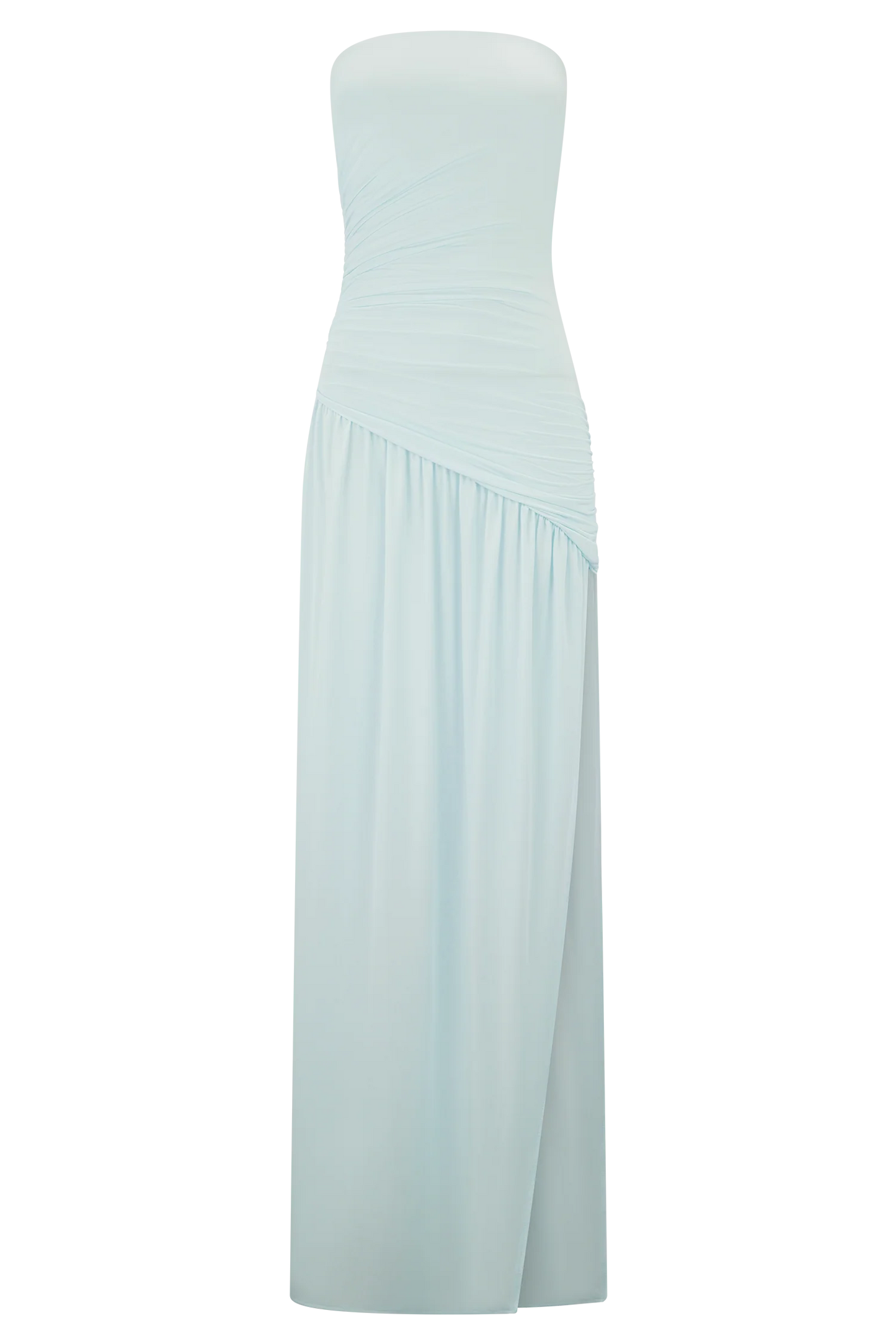 Bex Strapless Slinky Maxi Dress With Split Pale Blue