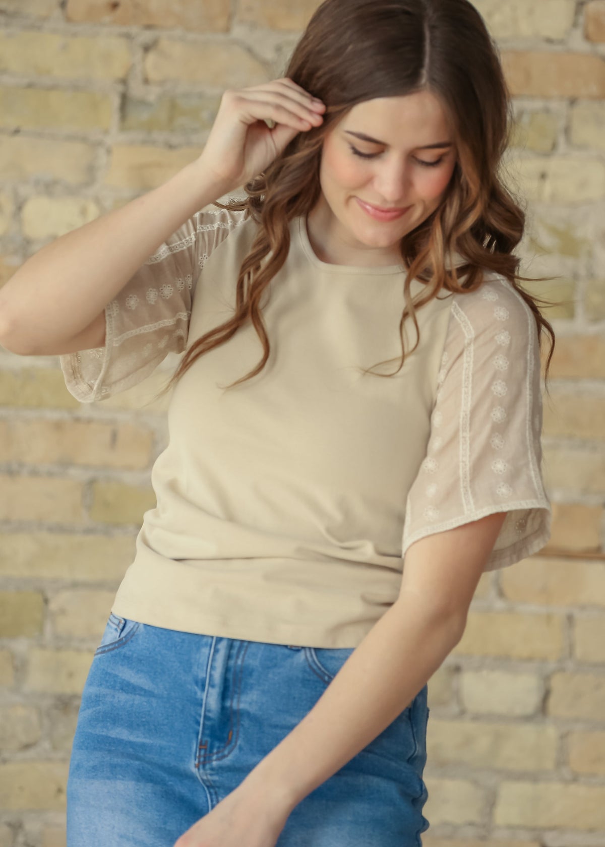 Elizabeth Embroidered Flutter Sleeve Top