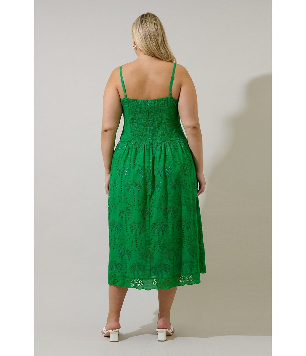 Green Eyelet Midi Dress