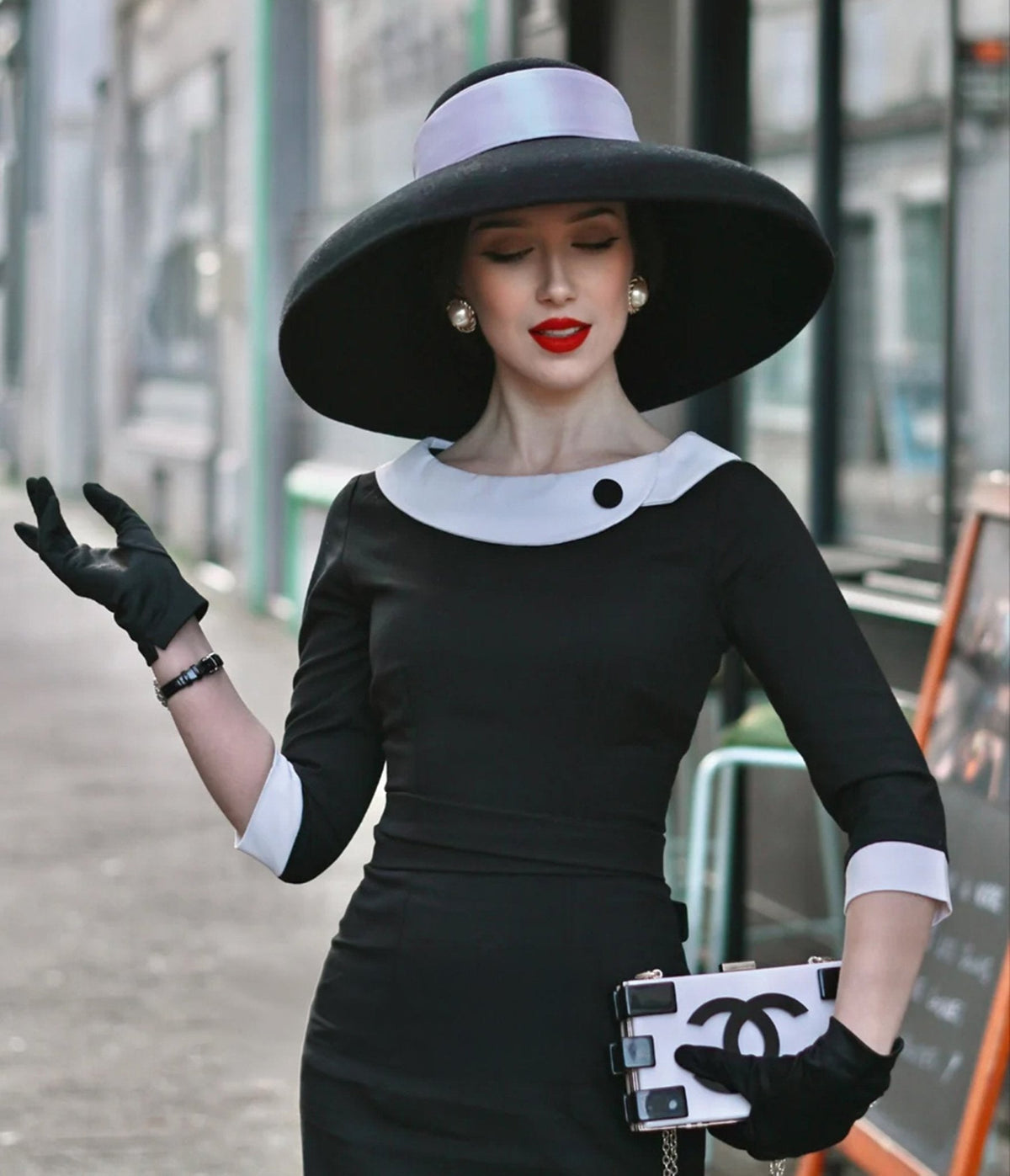 Heart My Closet Black & White Laura Pencil Dress