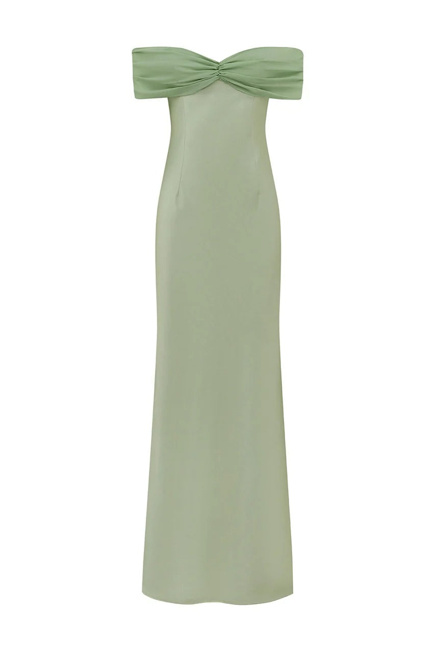 Kadie Off Shoulder Maxi Dress - Key Lime