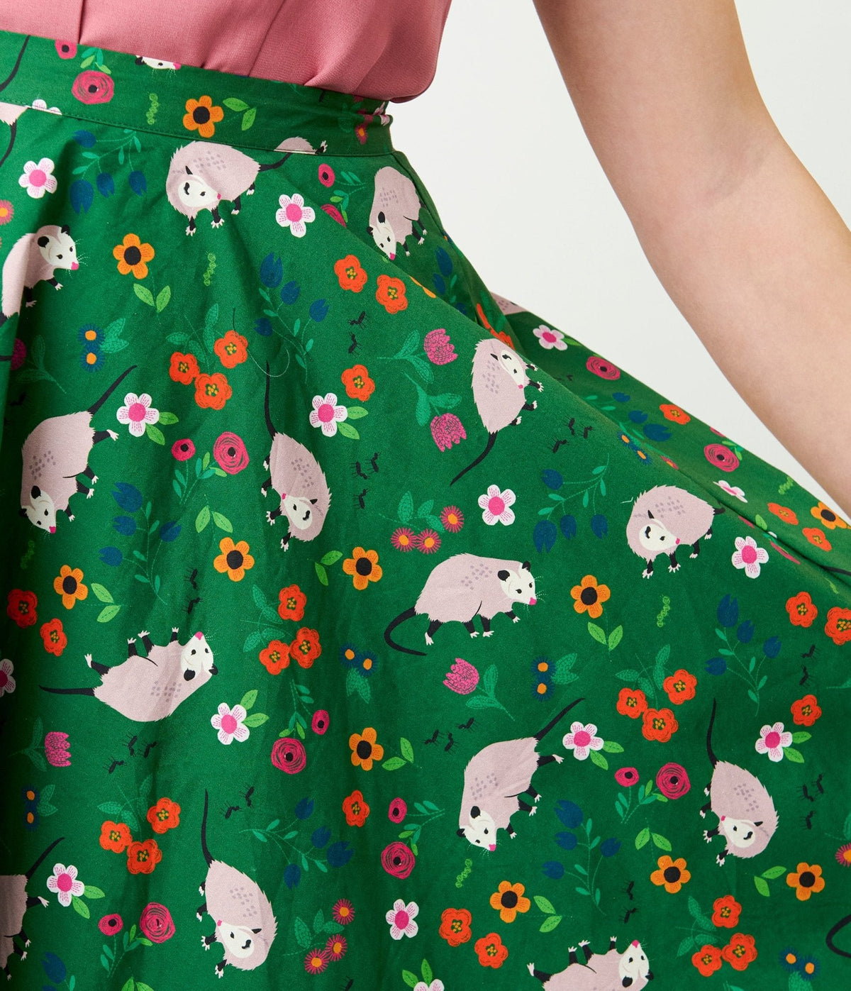 Magnolia Place Green Awesome Opossum Sally Swing Skirt