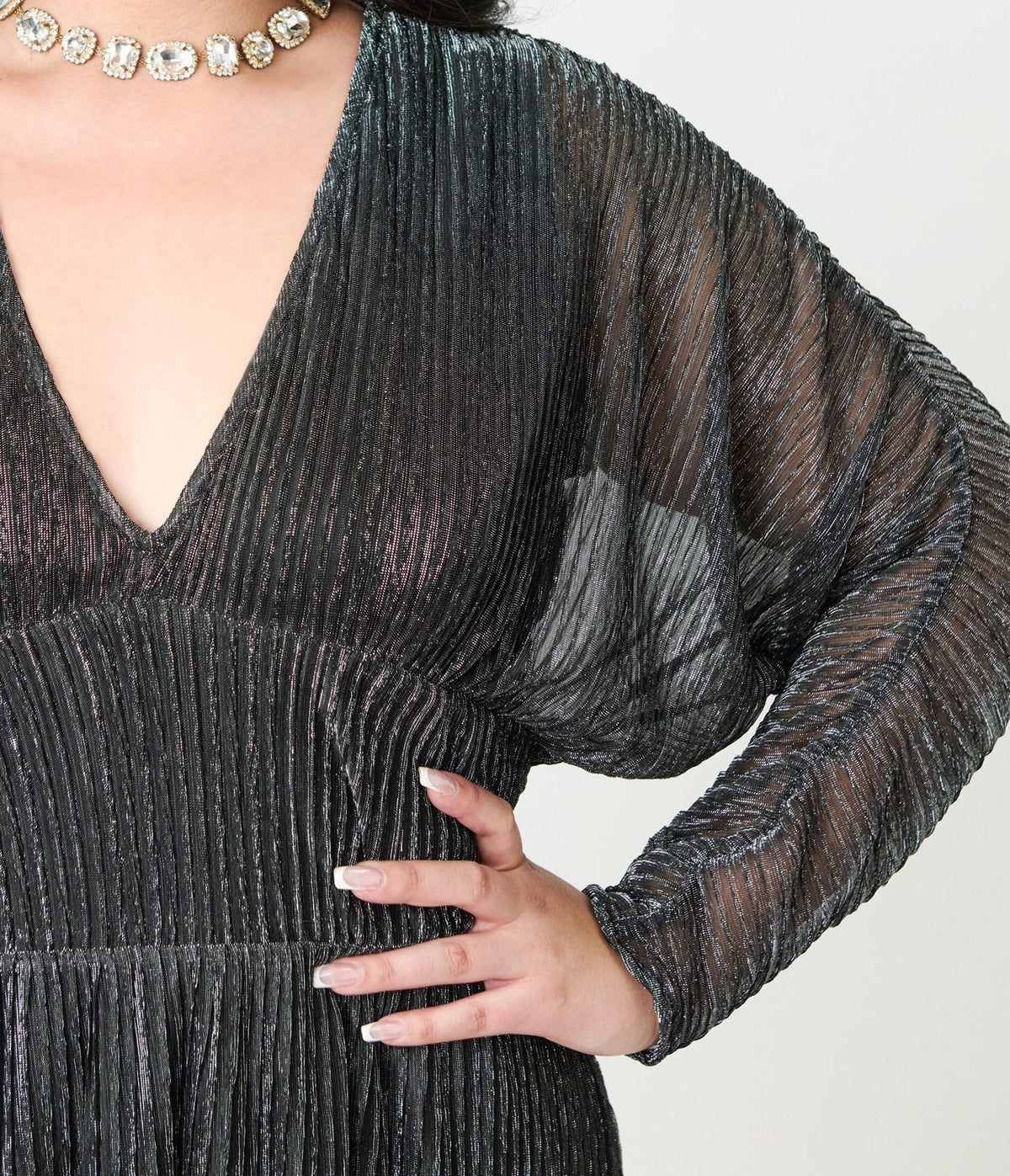 Smak Parlour Plus Size Black & Silver Shimmer Maxi Dress