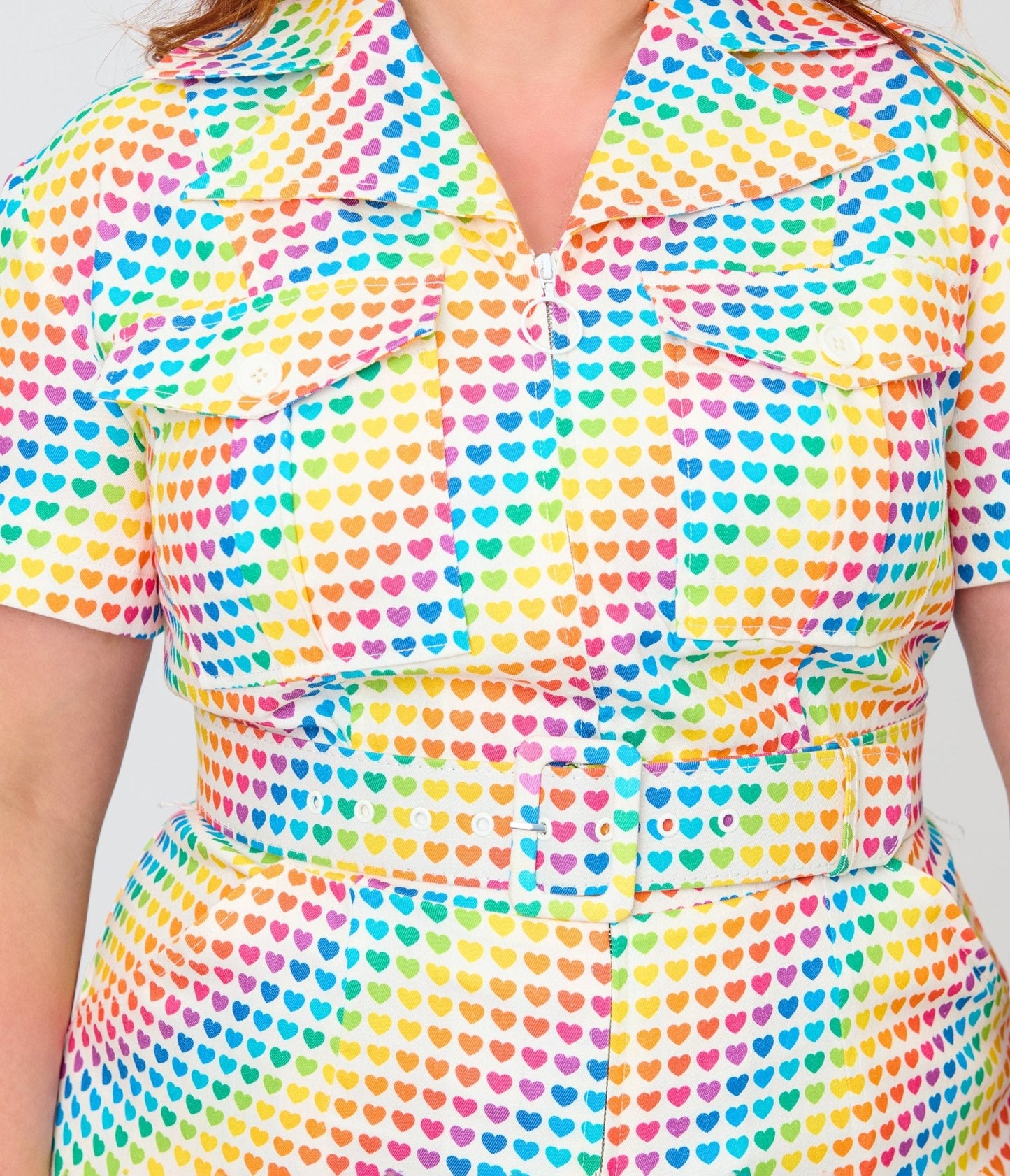 Smak Parlour Plus Size Rainbow Hearts Flare Jumpsuit