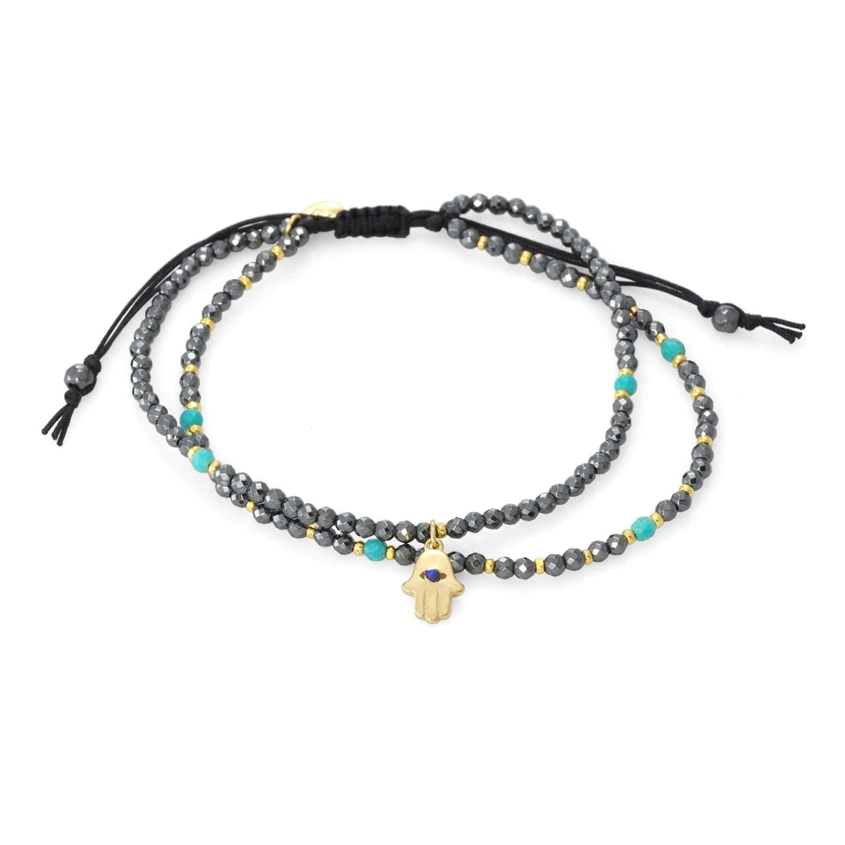 Double Strand Hamsa Charm Bracelet
