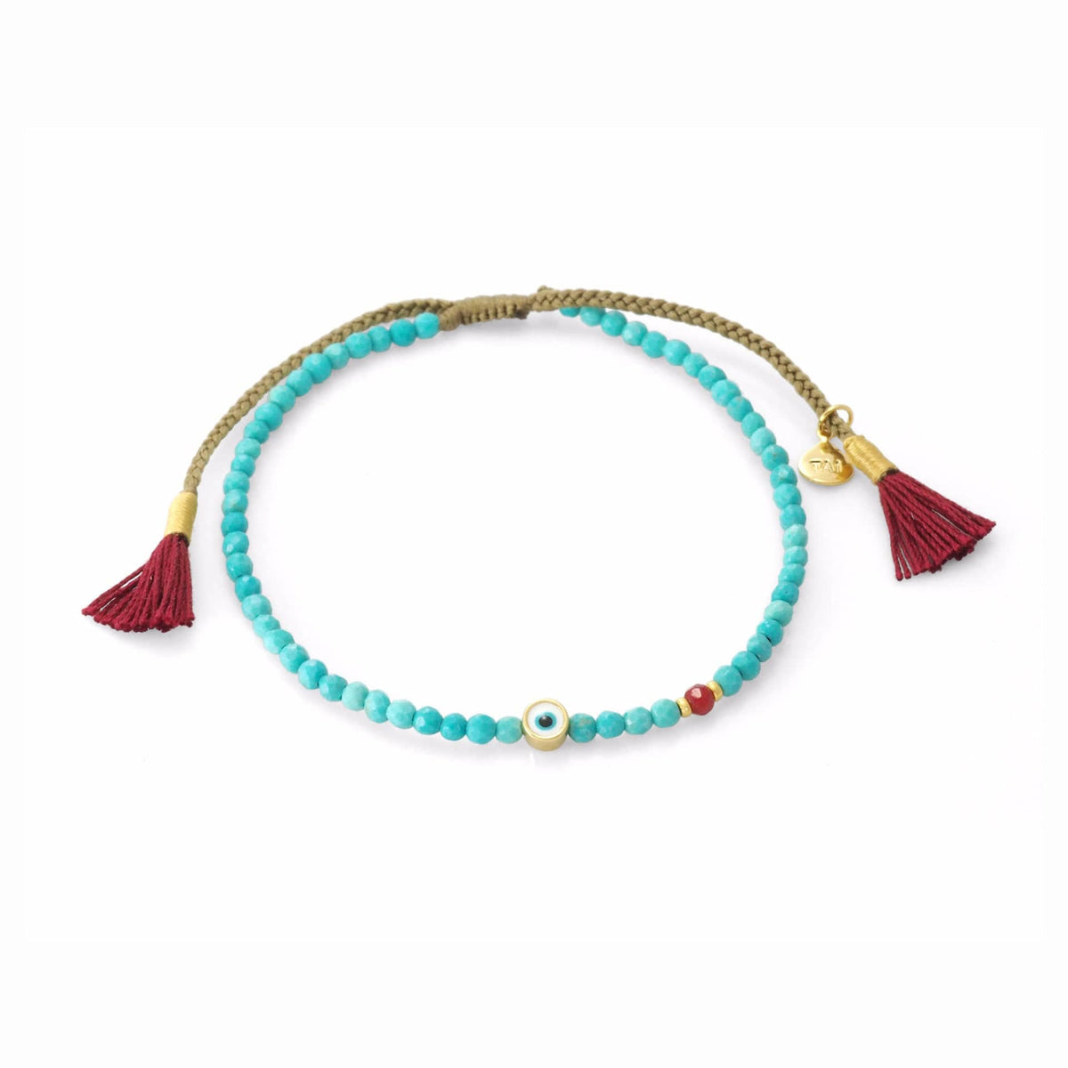 Evil Eye Tassel Beaded Bracelet