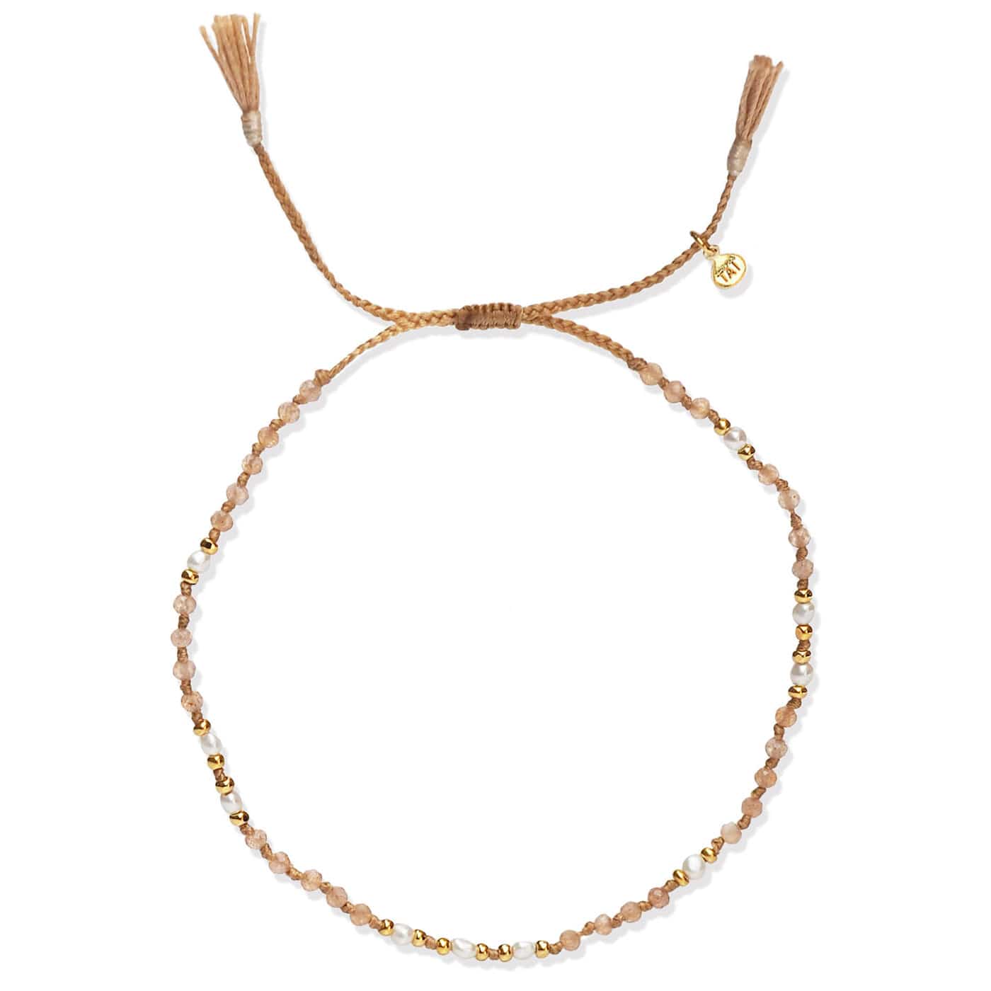 Gold & Blush Beaded Bracelet with Pearl Accents