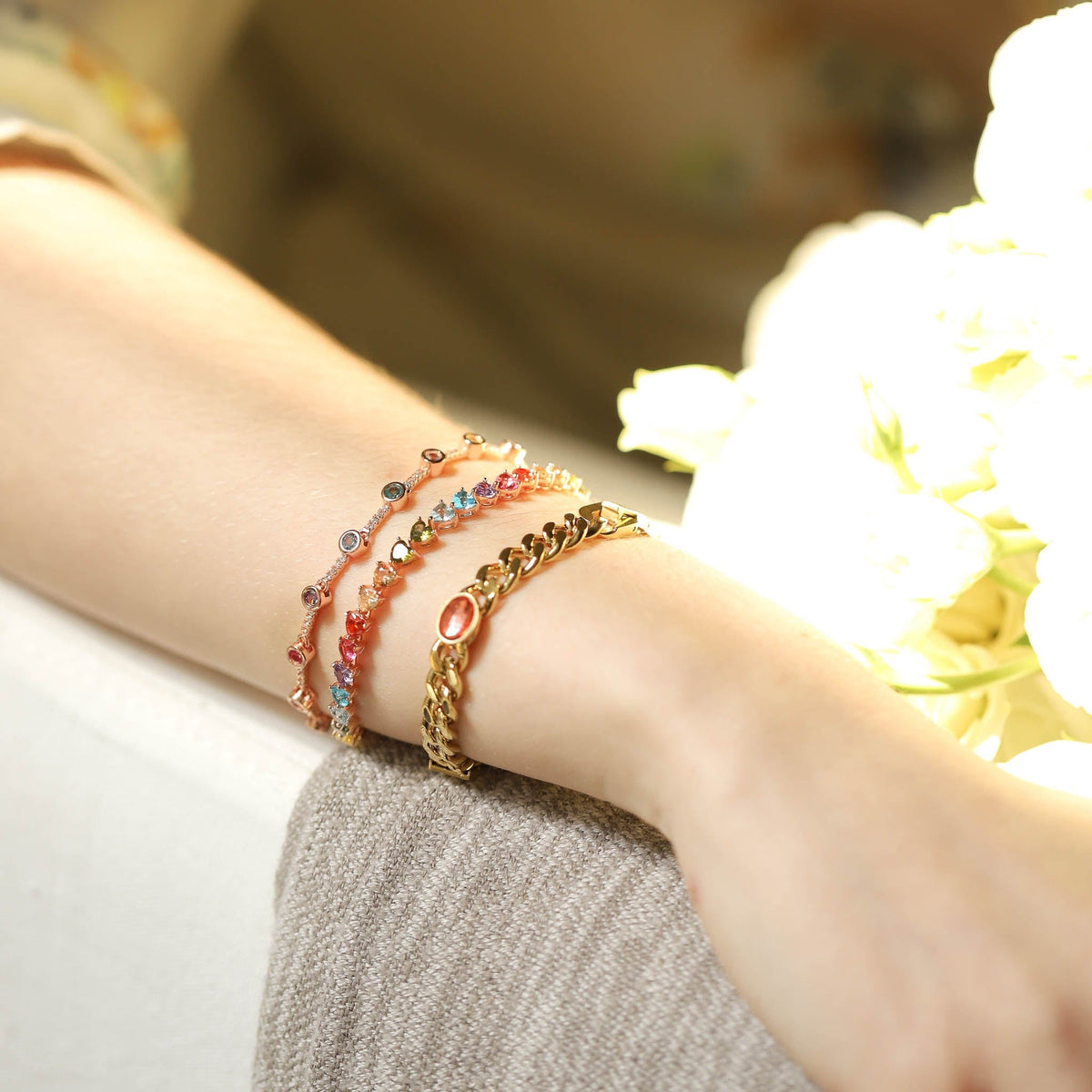 Rainbow Bezel-Set Tennis Bracelet