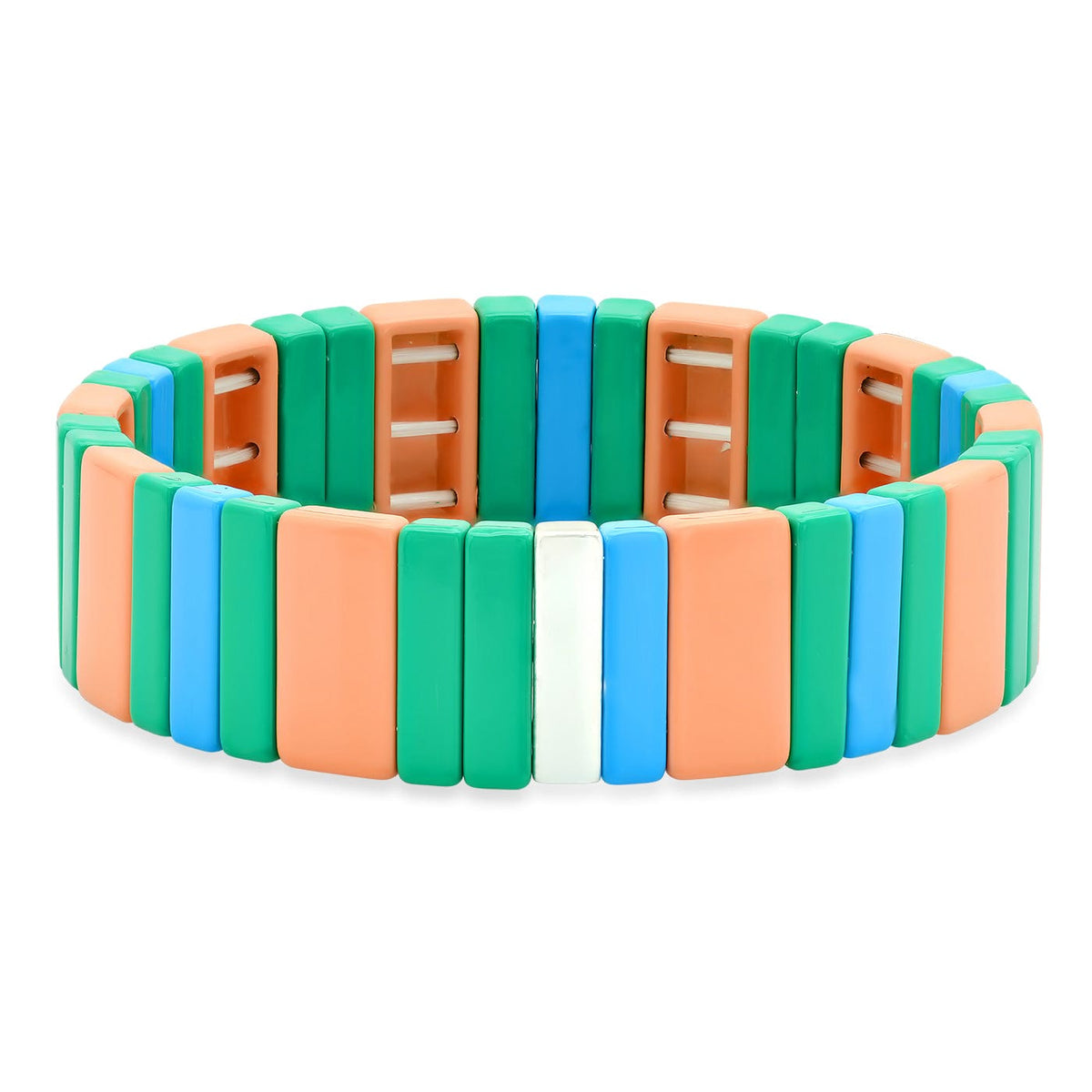 Rectangular Multi-Colored Alloy Beaded Bracelet