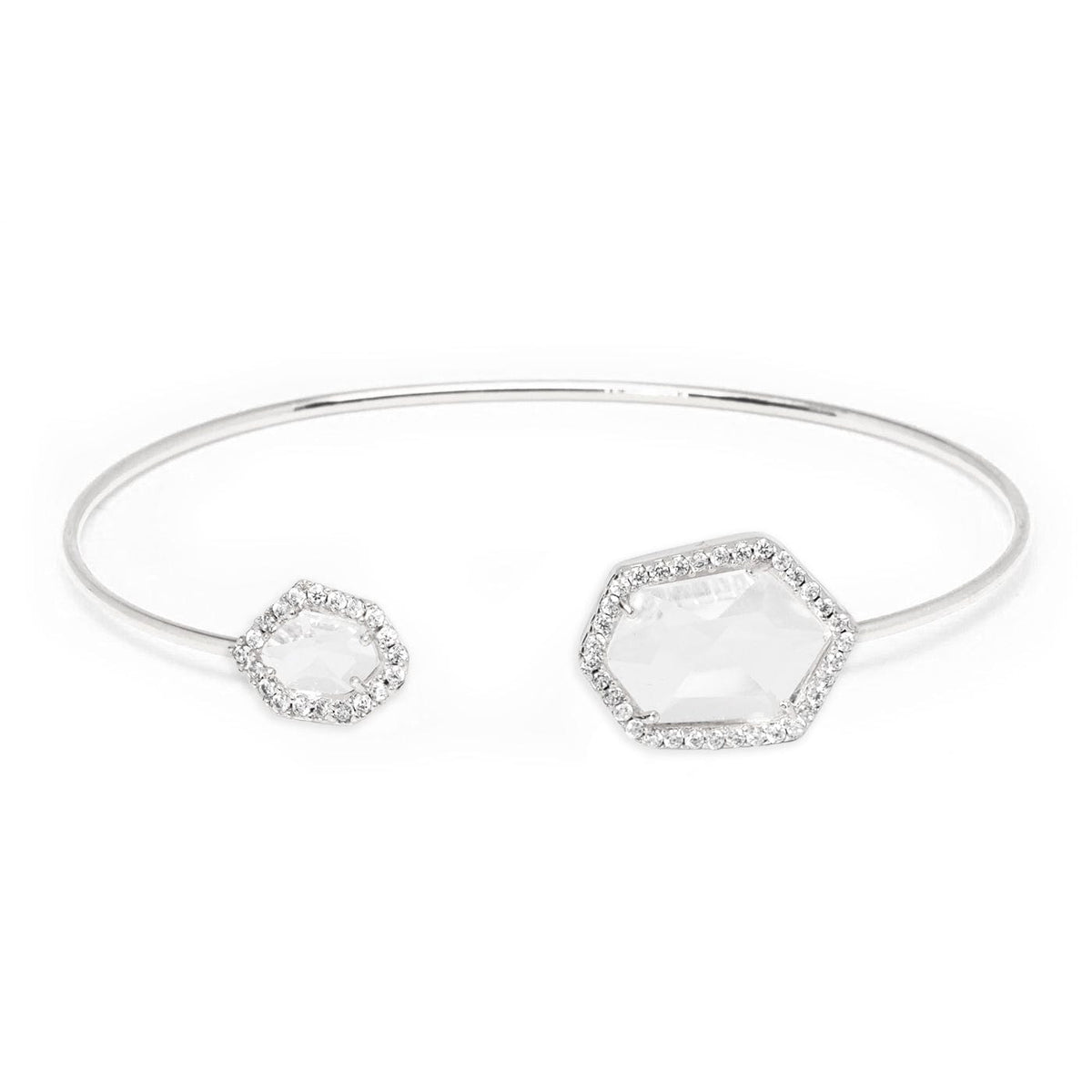 Silver Hex Open Bracelet