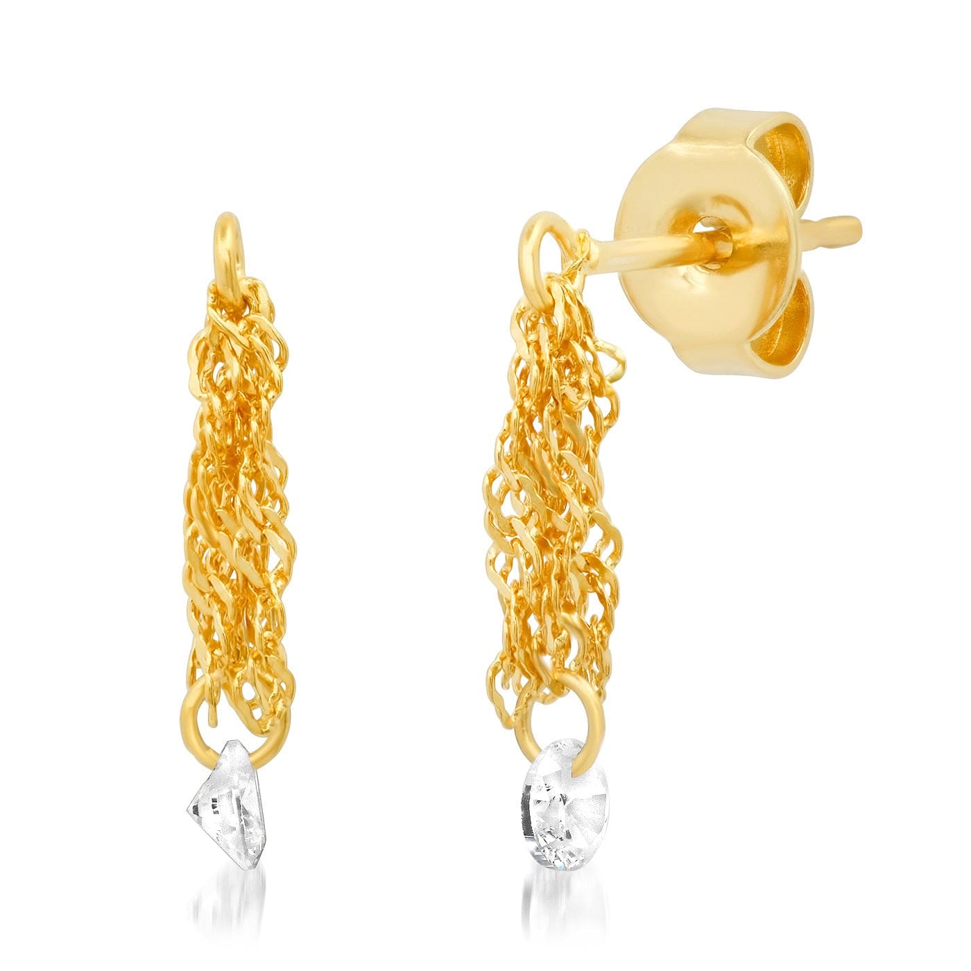 Chain Cluster Drop Earring with Floating CZ