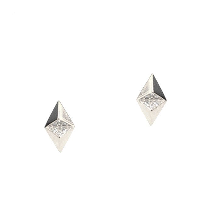 Diamond Pyramid Studs With Pave Cz Accents