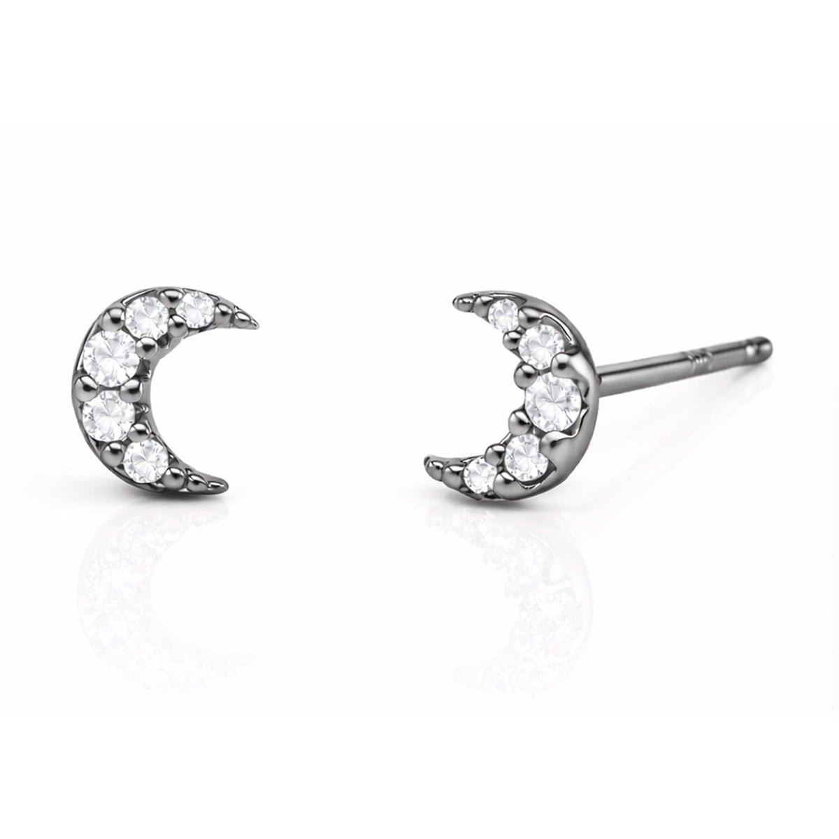 Mini Pave Moon Earrings