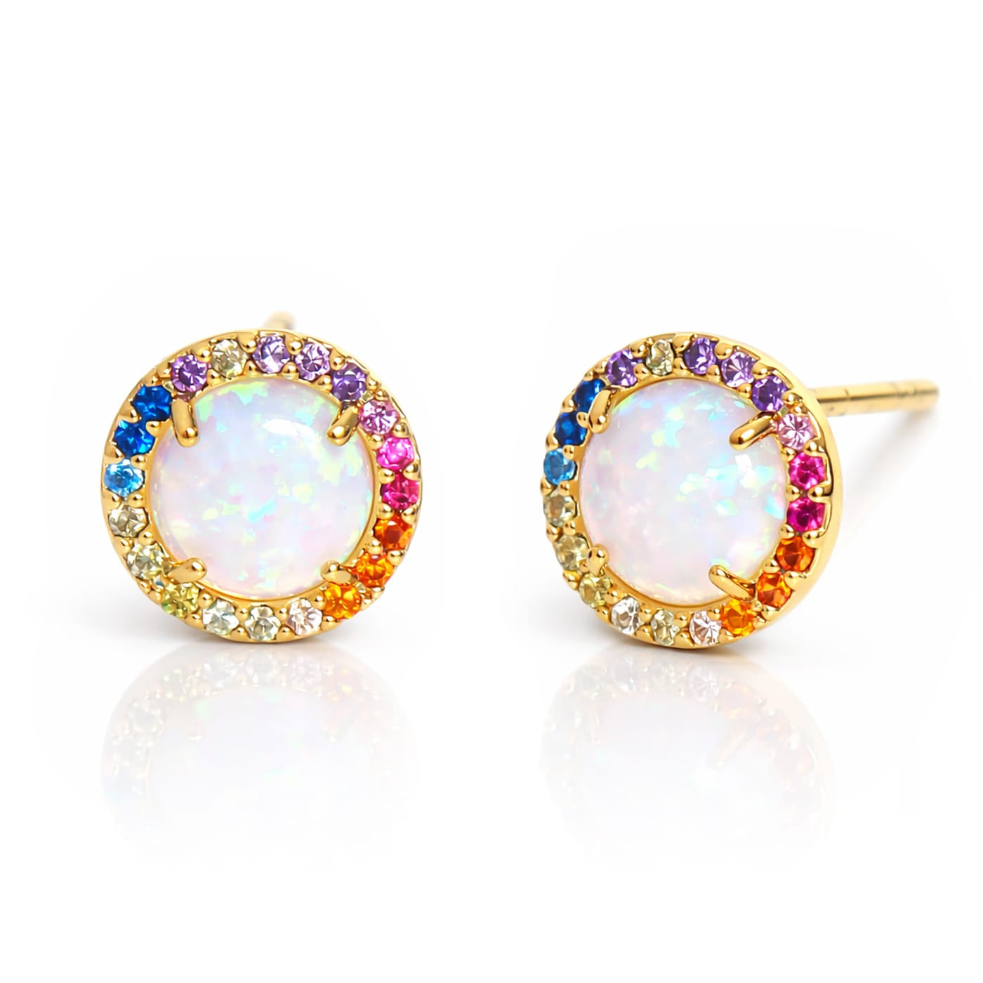 Opal Center Rainbow Studs