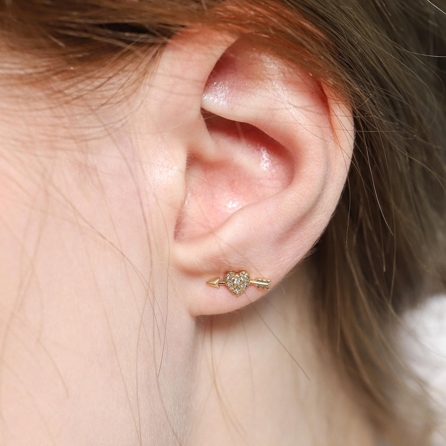 Pave Heart And Arrow Studs
